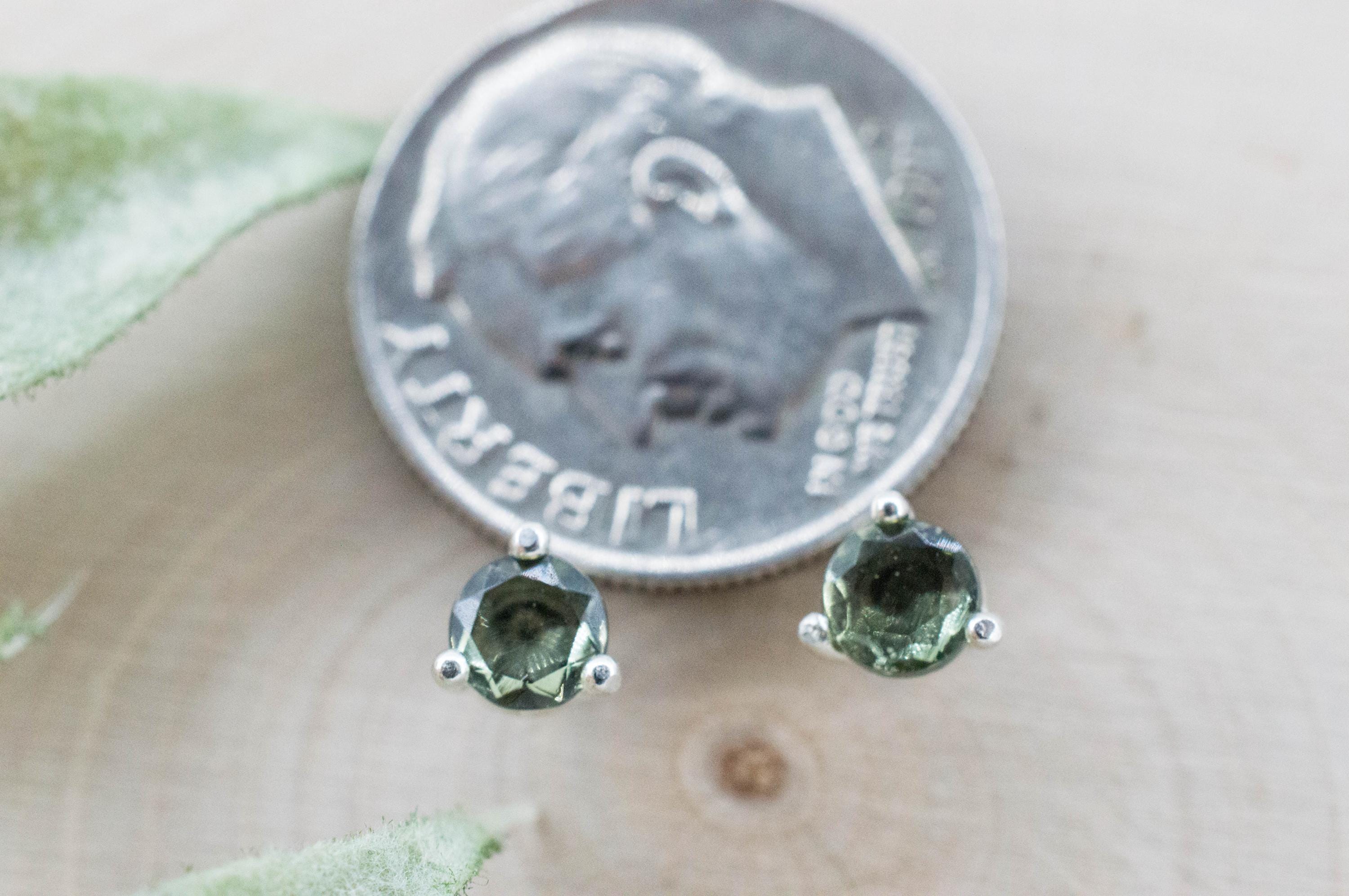 Moldavite Earrings; Natural Untreated Czech Republic Moldavite; 0.390cts