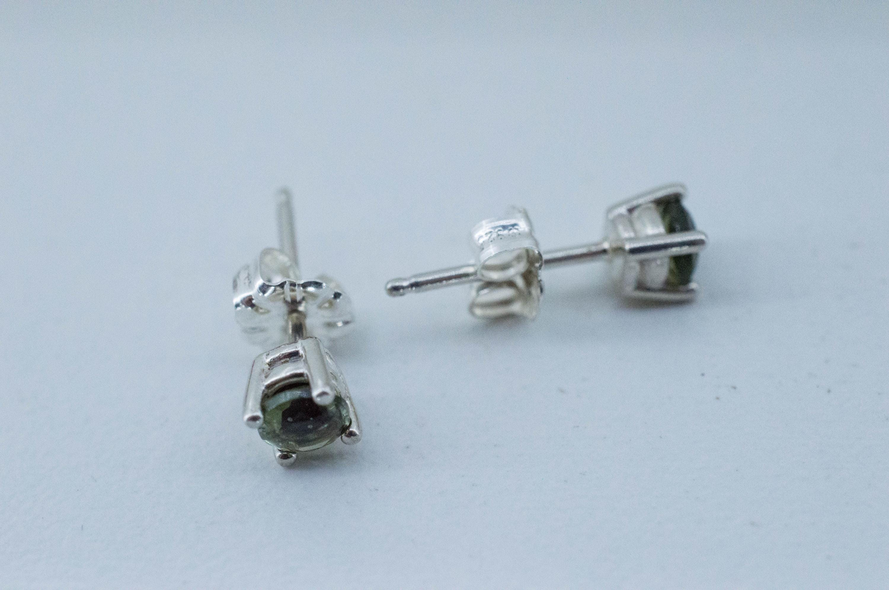 Moldavite Earrings; Natural Untreated Czech Republic Moldavite; 0.430cts