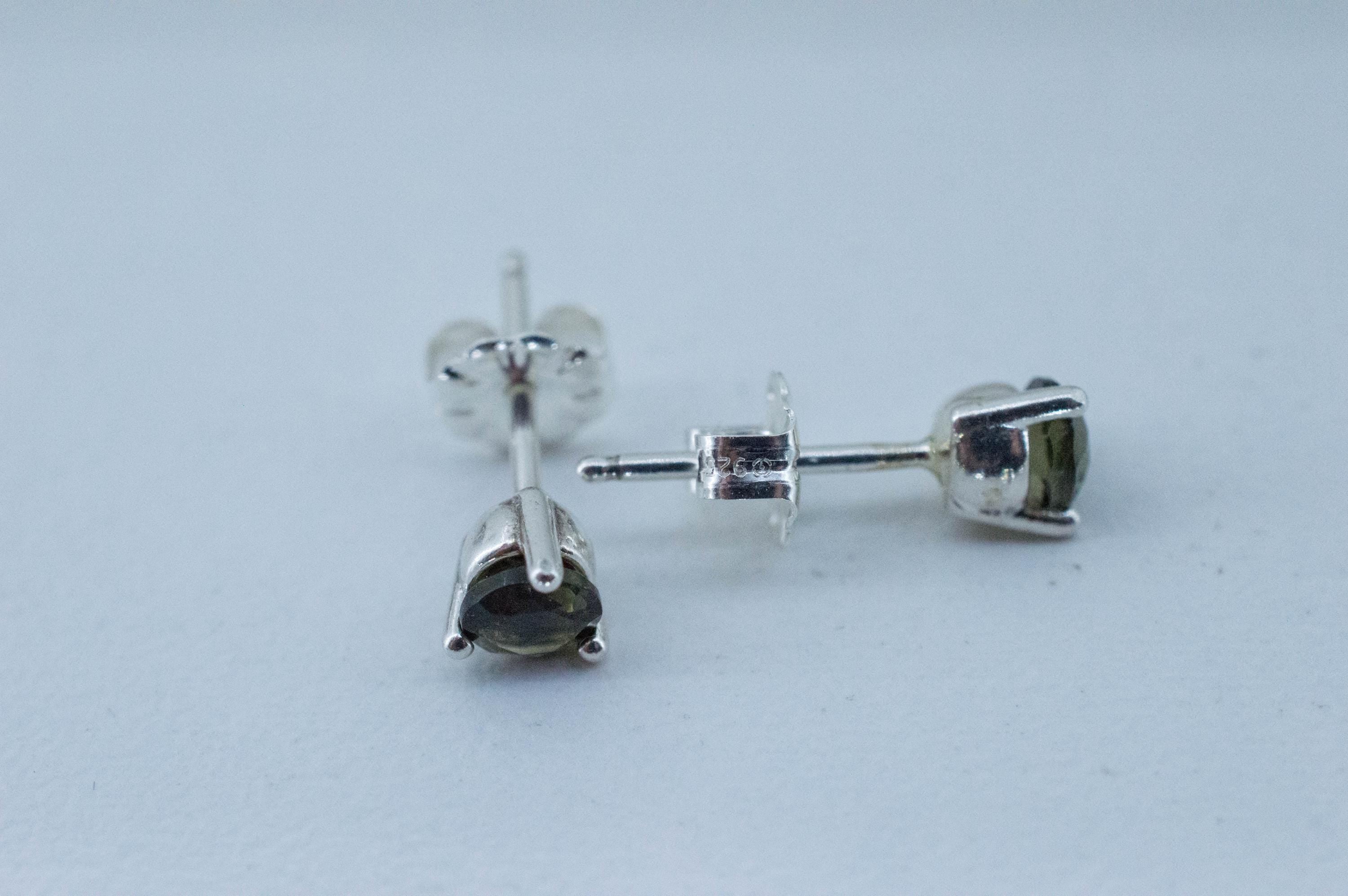 Moldavite Earrings; Natural Untreated Czech Republic Moldavite; 0.455cts - Mark Oliver Gems