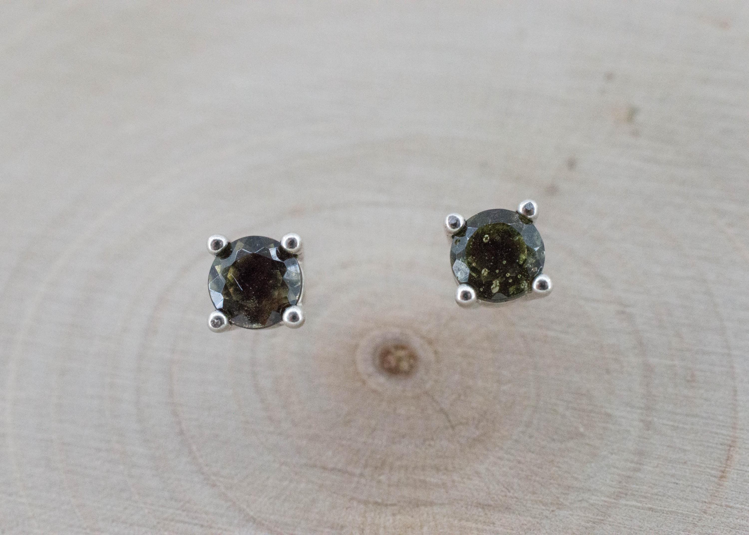 Moldavite Earrings; Natural Untreated Czech Republic Moldavite; 0.460cts