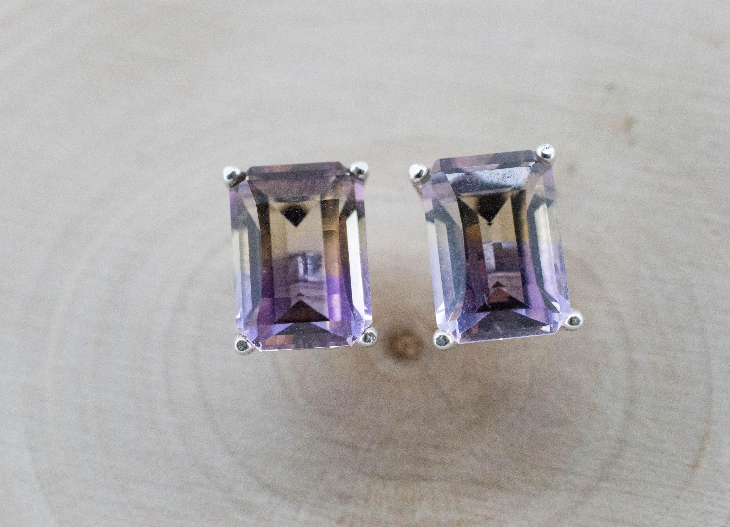 Ametrine Earrings; Natural Untreated Bolivia Ametrine; 3.765cts