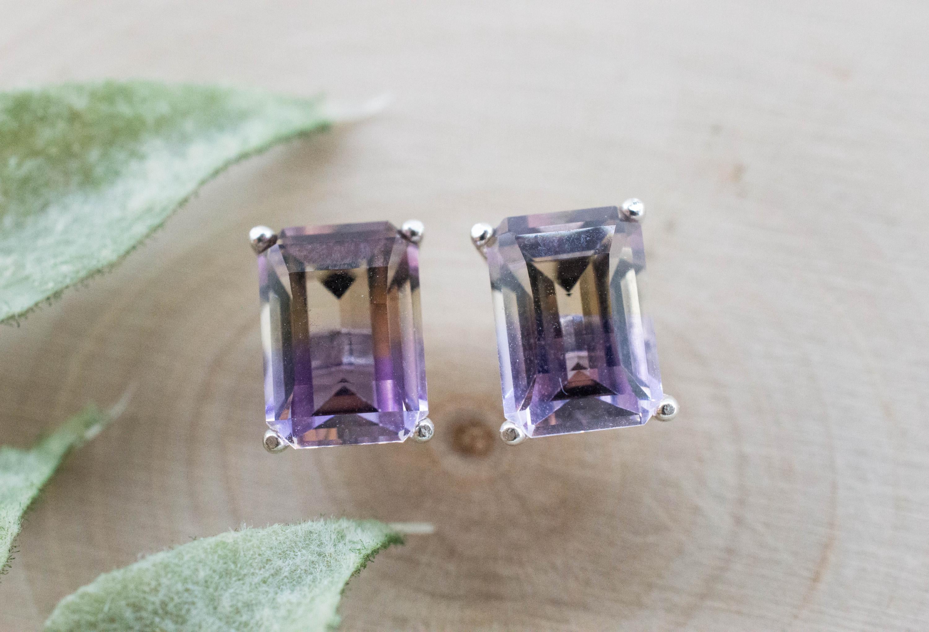 Ametrine Earrings; Natural Untreated Bolivia Ametrine; 3.765cts