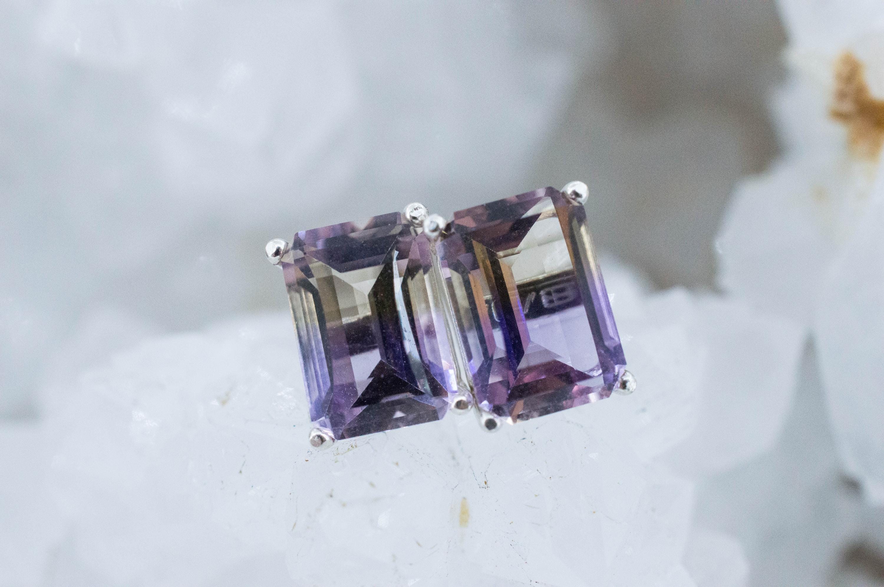 Ametrine Earrings; Natural Untreated Bolivia Ametrine; 3.765cts