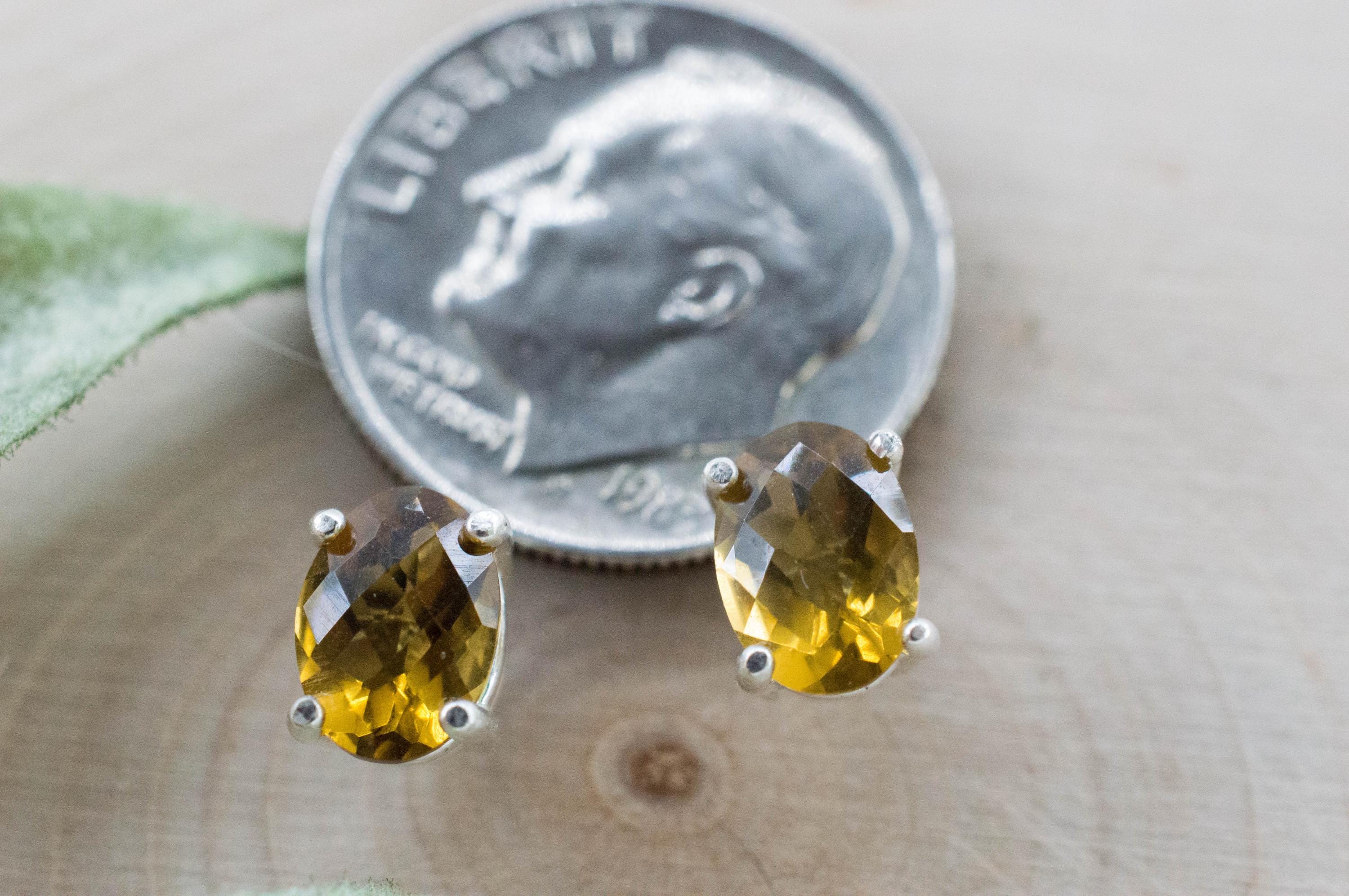 Whiskey Quartz Earrings; Natural Untreated Brazilian Quartz; 1.440cts