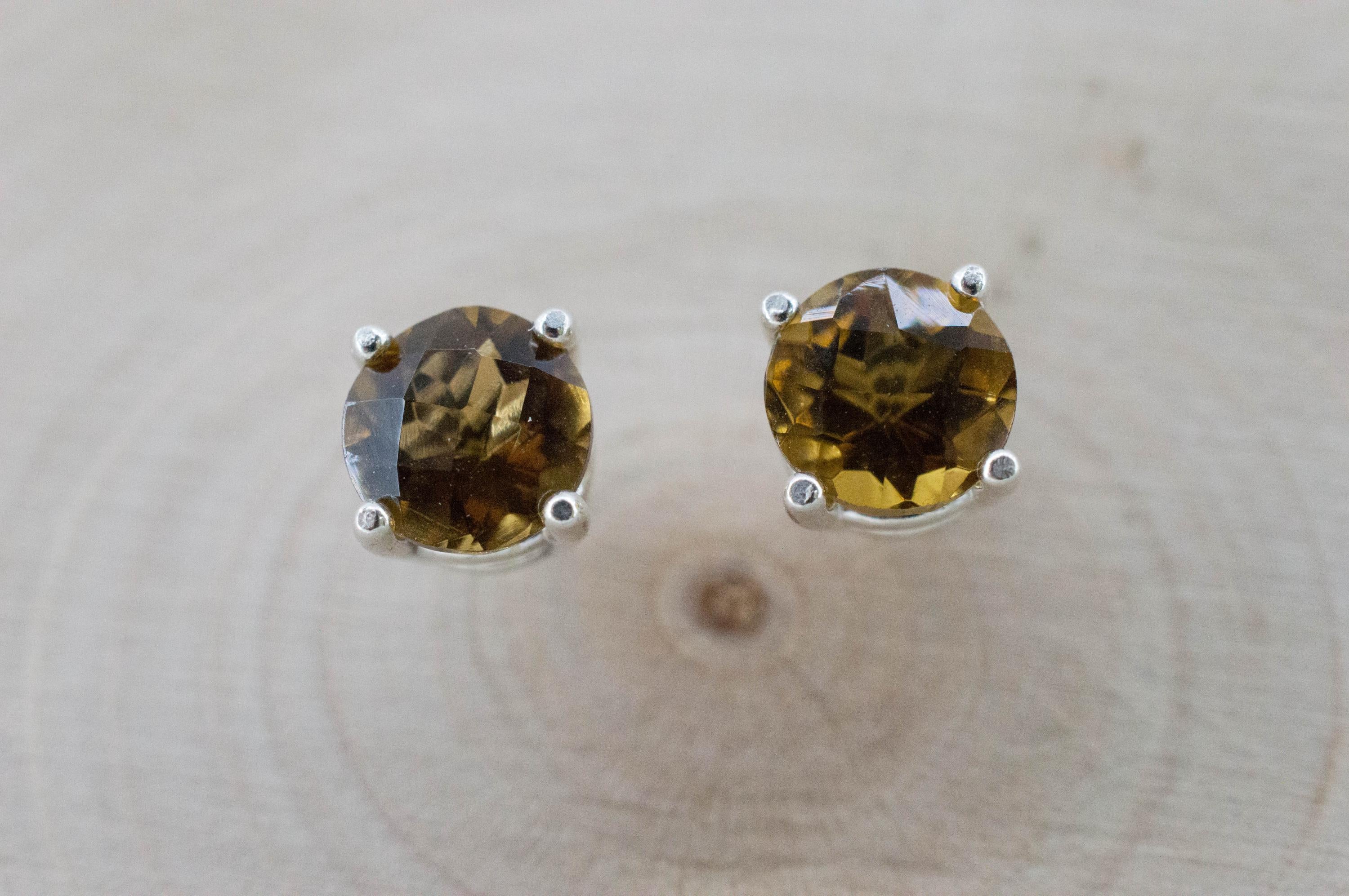 Whiskey Quartz Earrings; Natural Untreated Brazilian Quartz; 1.525cts