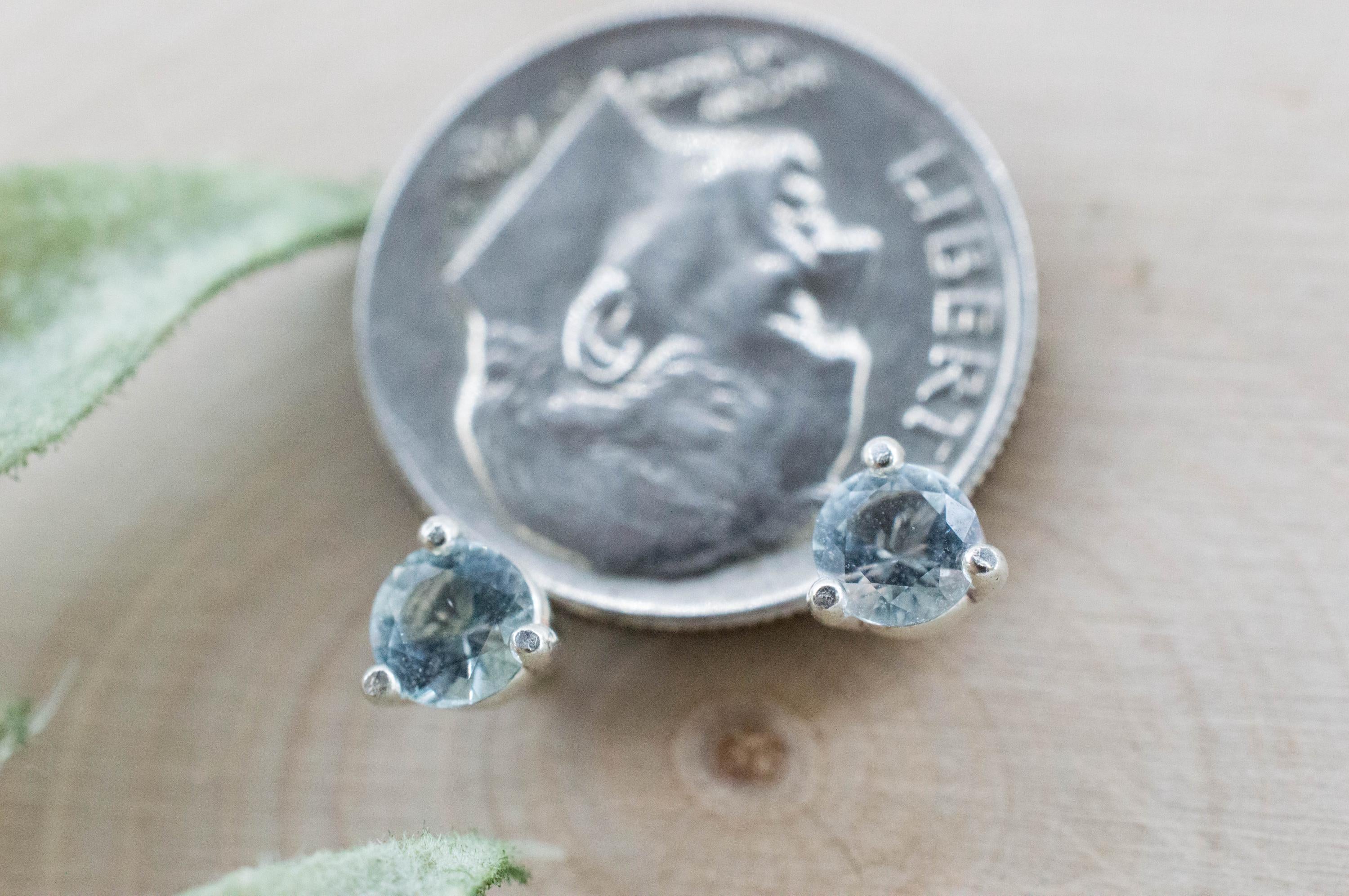 Aquamarine Earrings; Natural Untreated Brazil Aquamarine; 0.405cts - Mark Oliver Gems