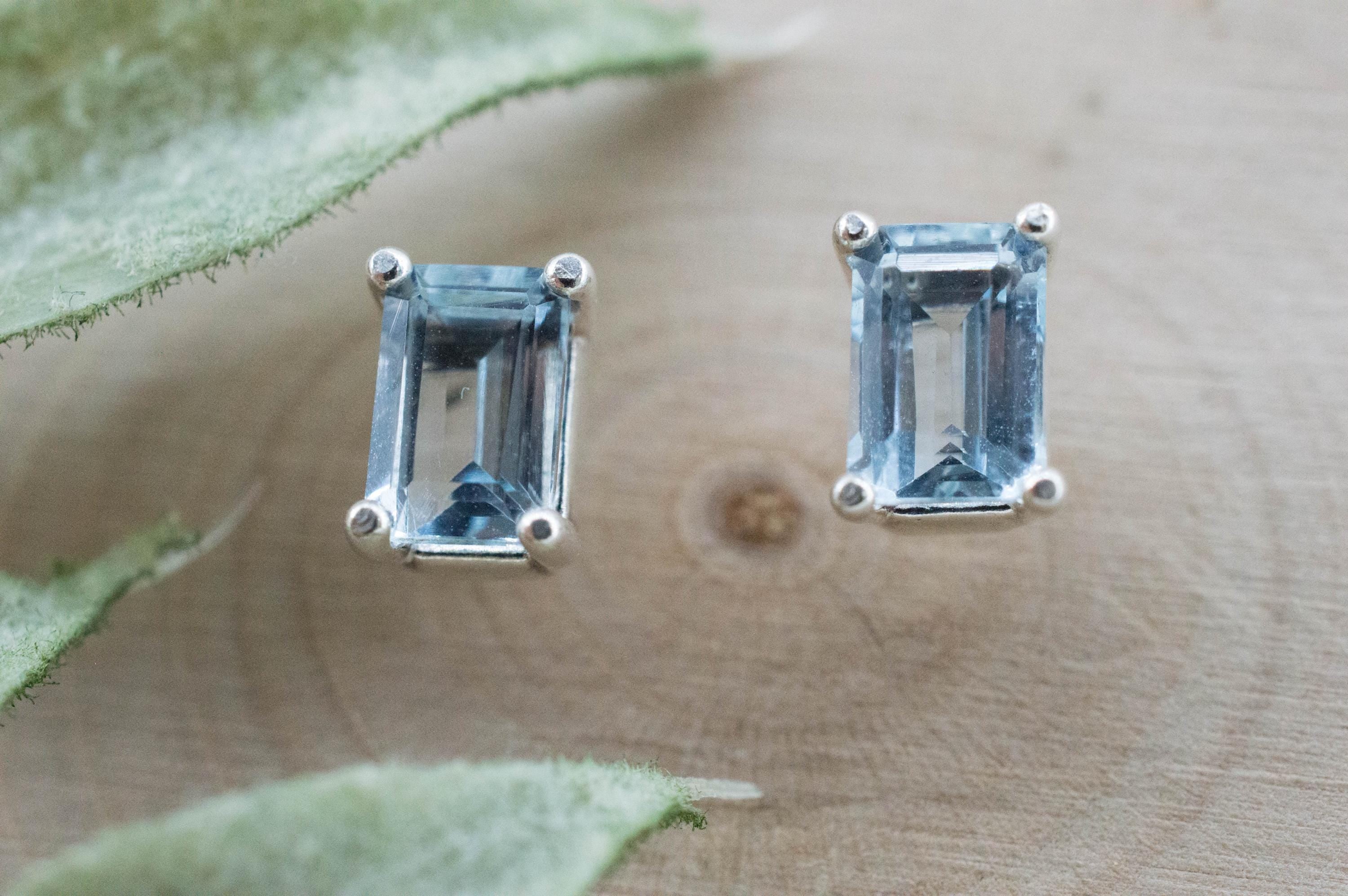 Aquamarine Earrings; Natural Untreated Brazil Aquamarine; 1.200cts