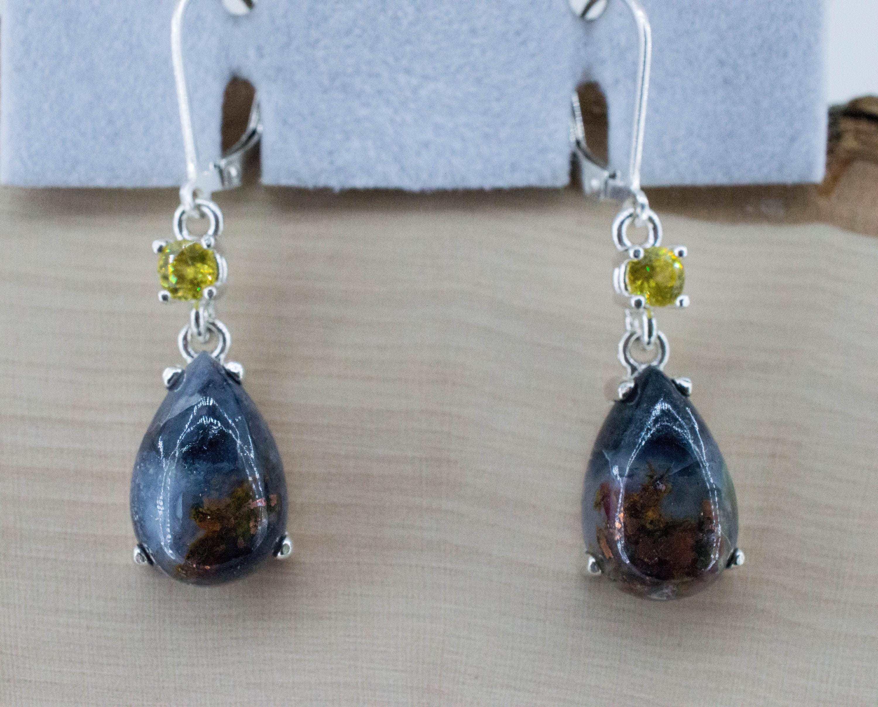 Aquadite and Sphene Earrings; Natural Untreated Indonesia Aquadite™; 13.785cts - Mark Oliver Gems