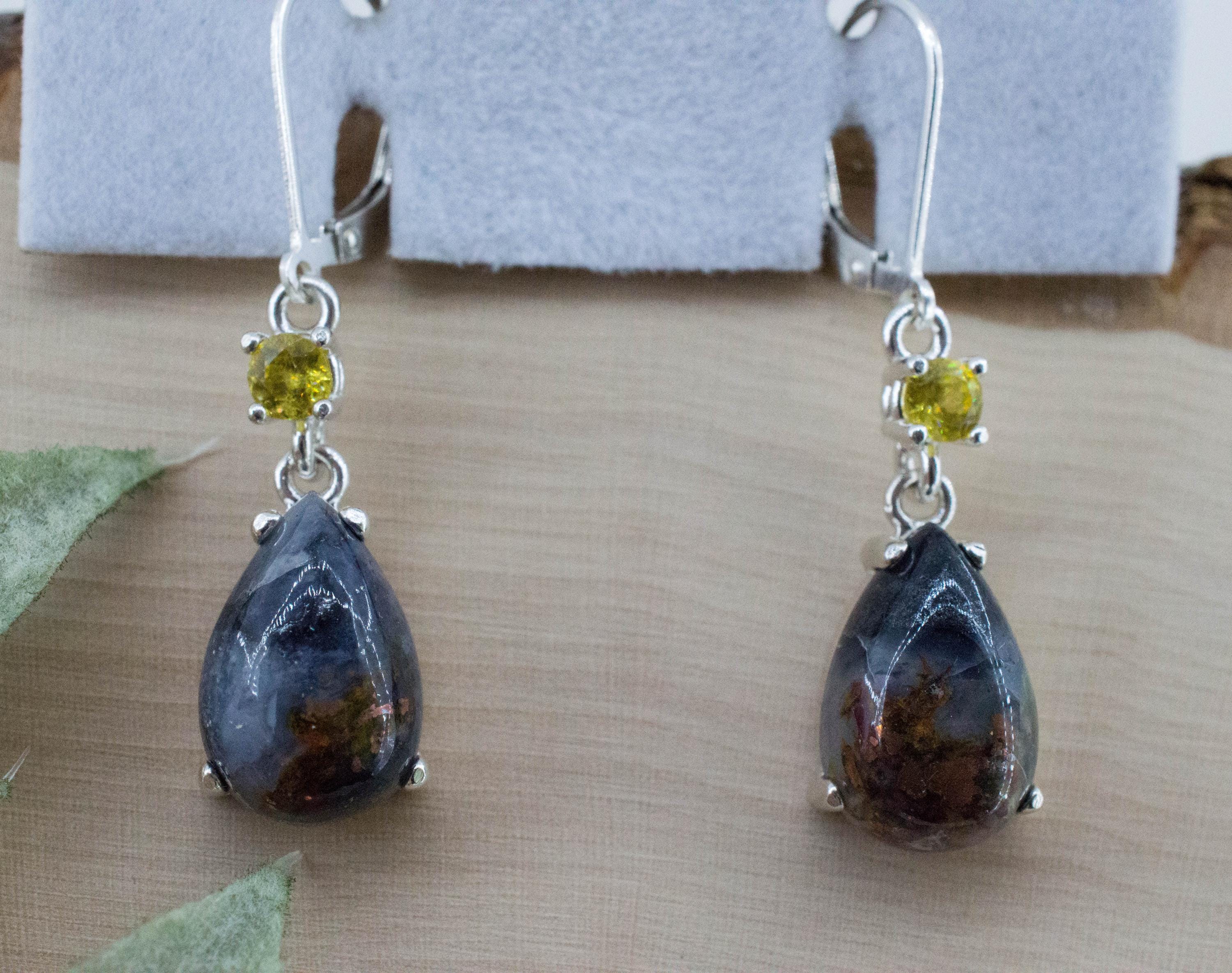 Aquadite and Sphene Earrings; Natural Untreated Indonesia Aquadite™; 13.785cts - Mark Oliver Gems