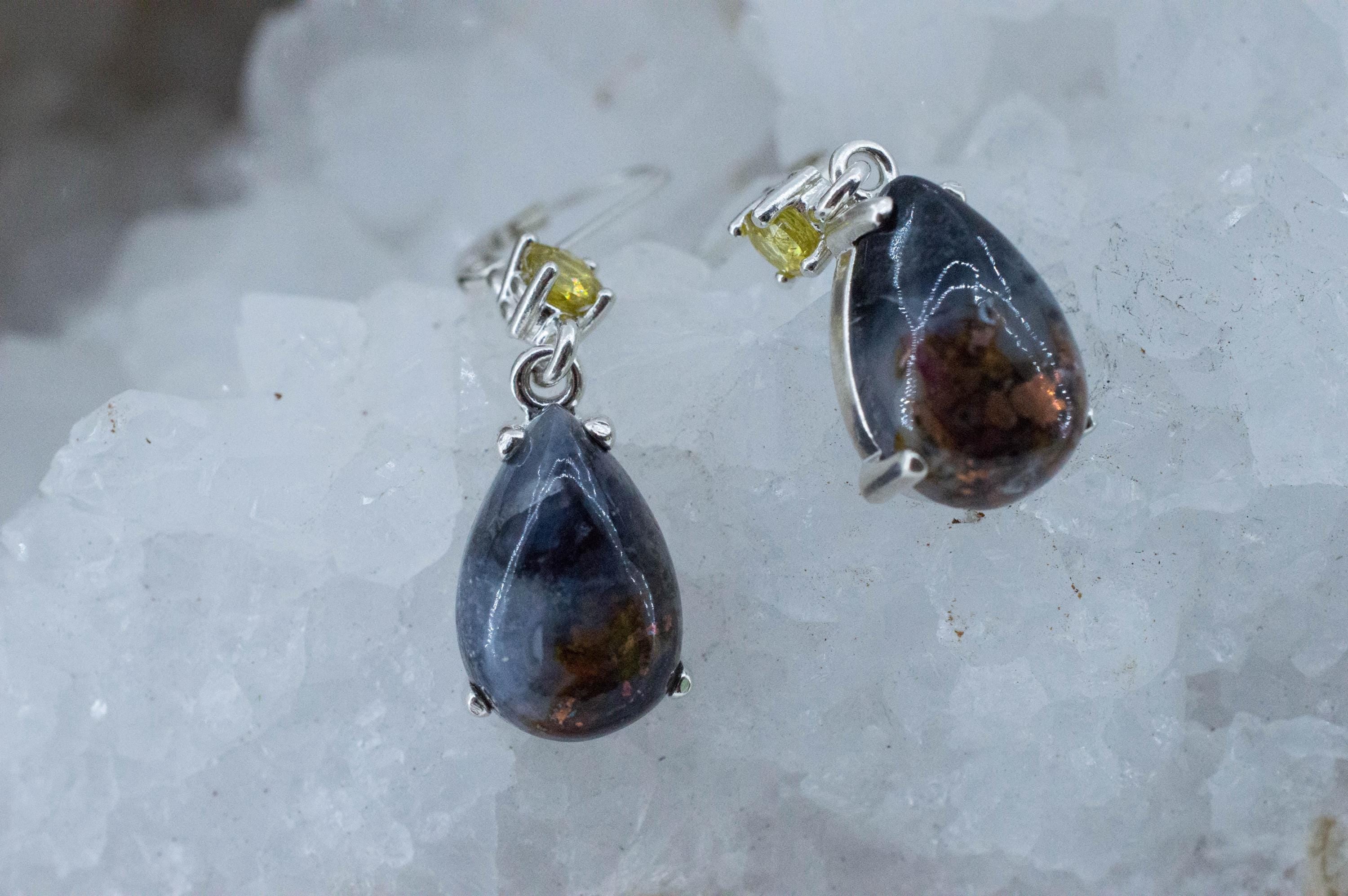 Aquadite and Sphene Earrings; Natural Untreated Indonesia Aquadite™; 13.785cts - Mark Oliver Gems