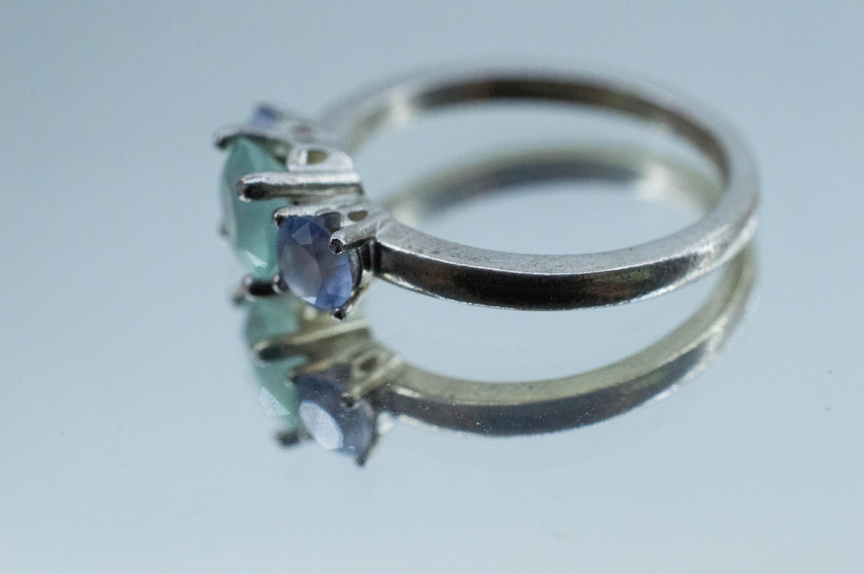 Chrysoprase and Blue Agate Ring, Natural Untreated Australian Chrysoprase and Namibia Agate - Mark Oliver Gems