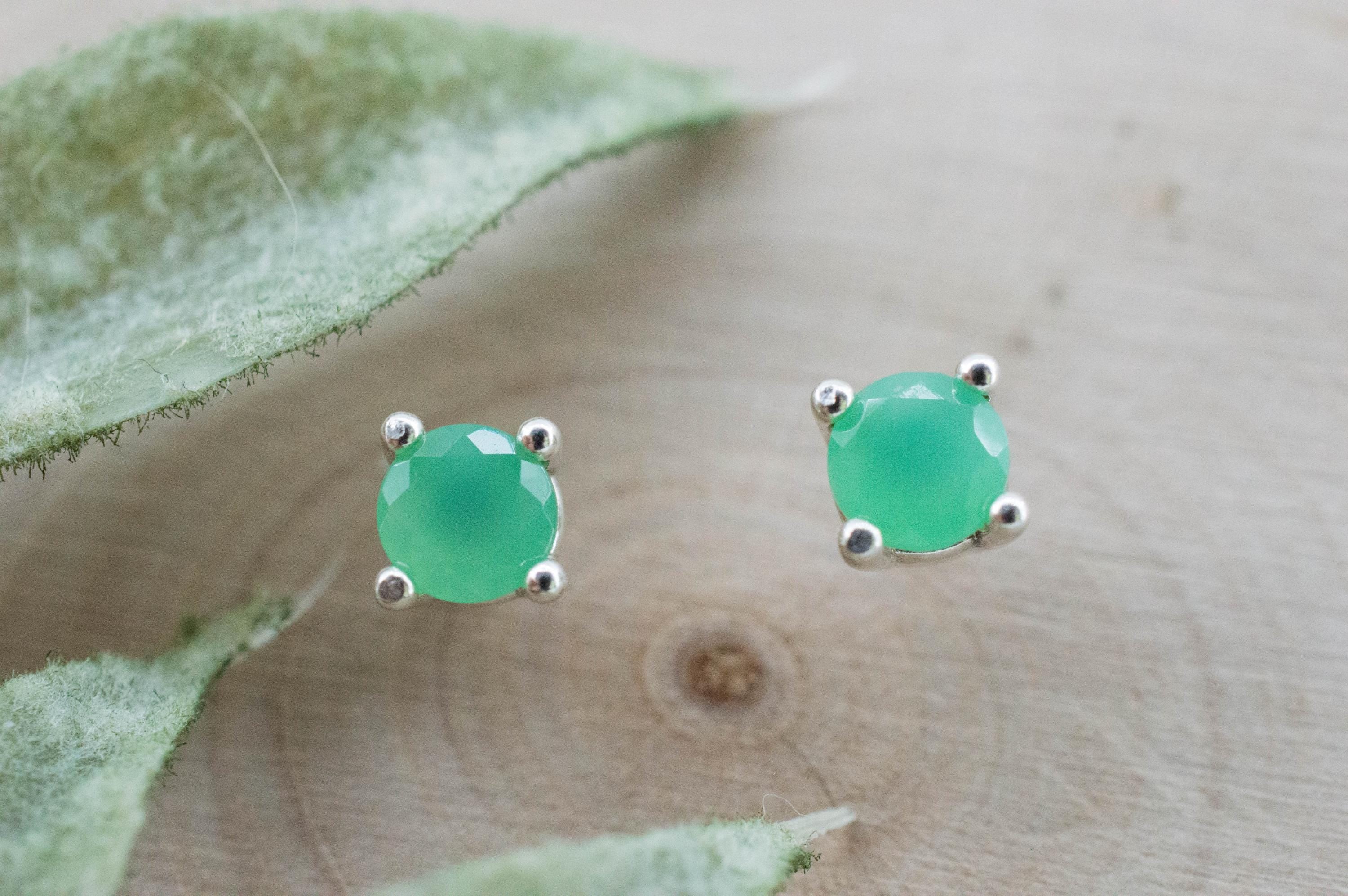 Chrysoprase Earrings, Natural Untreated Australian Chrysoprase; 0.520cts - Mark Oliver Gems