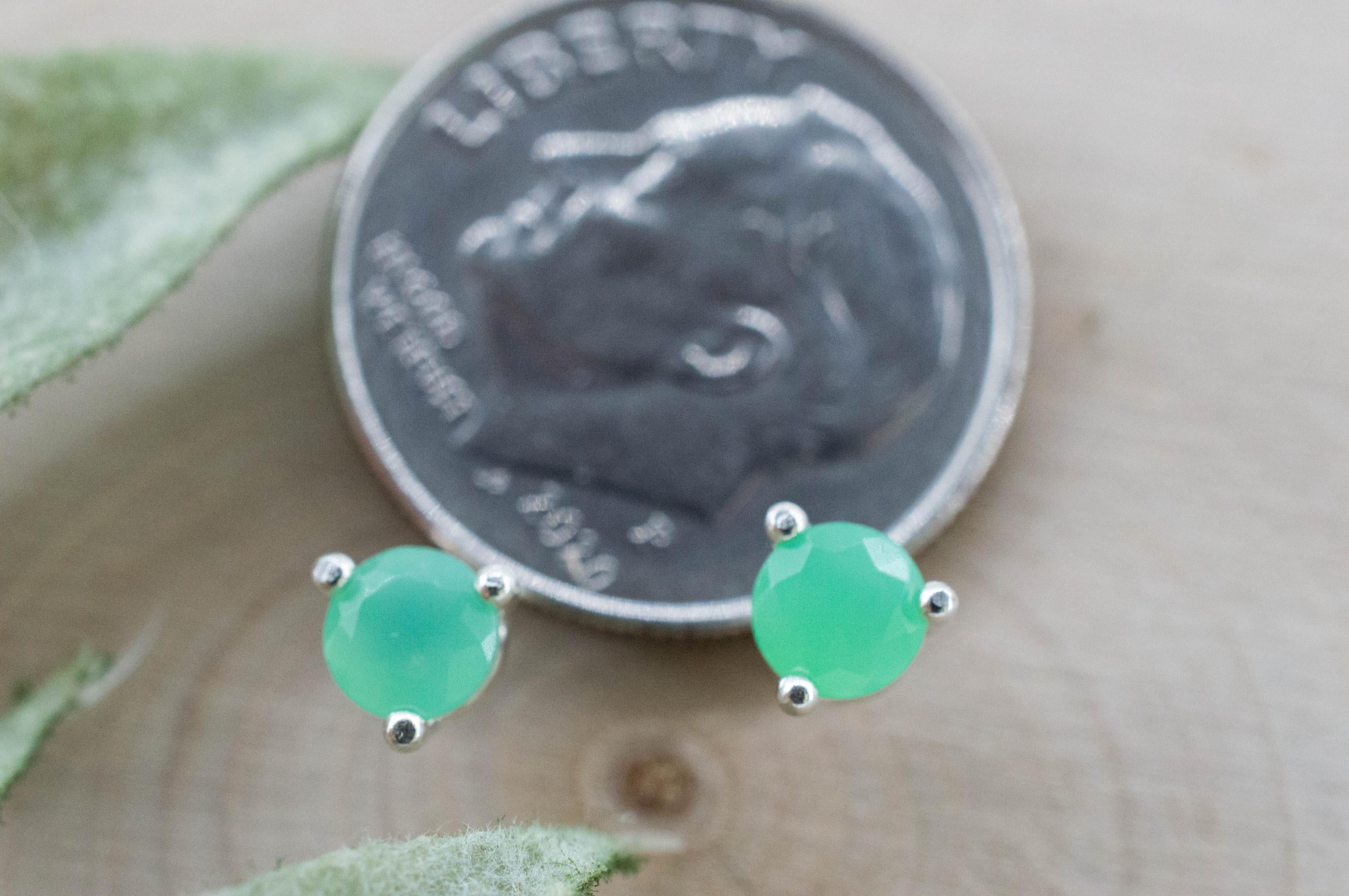 Chrysoprase Earrings, Natural Untreated Australian Chrysoprase; 0.525cts - Mark Oliver Gems