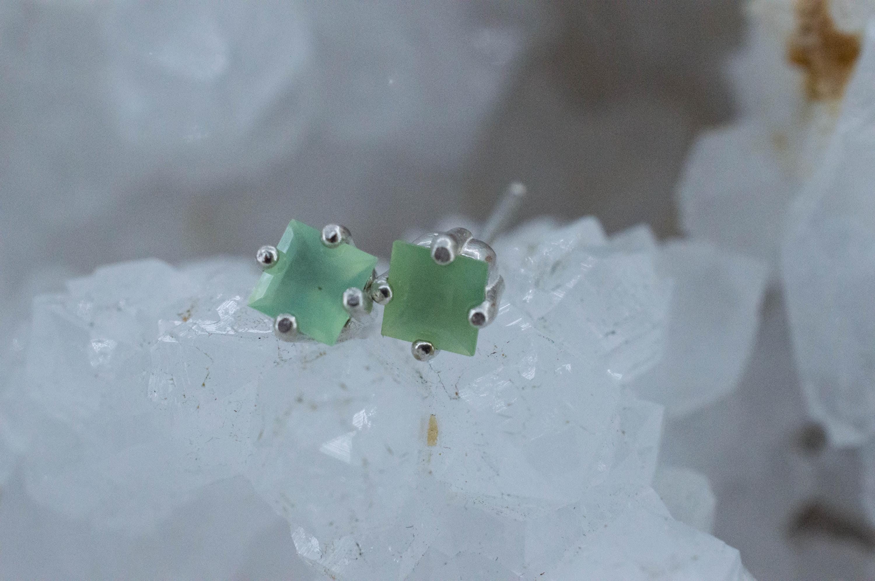 Chrysoprase Earrings, Natural Untreated Australian Chrysoprase; 0.585cts - Mark Oliver Gems