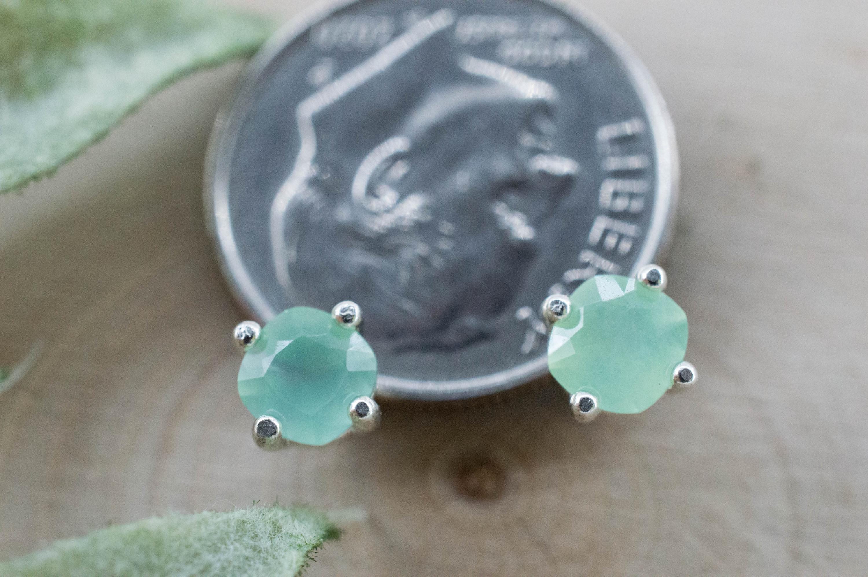 Chrysoprase Earrings, Natural Untreated Australian Chrysoprase; 0.630cts - Mark Oliver Gems