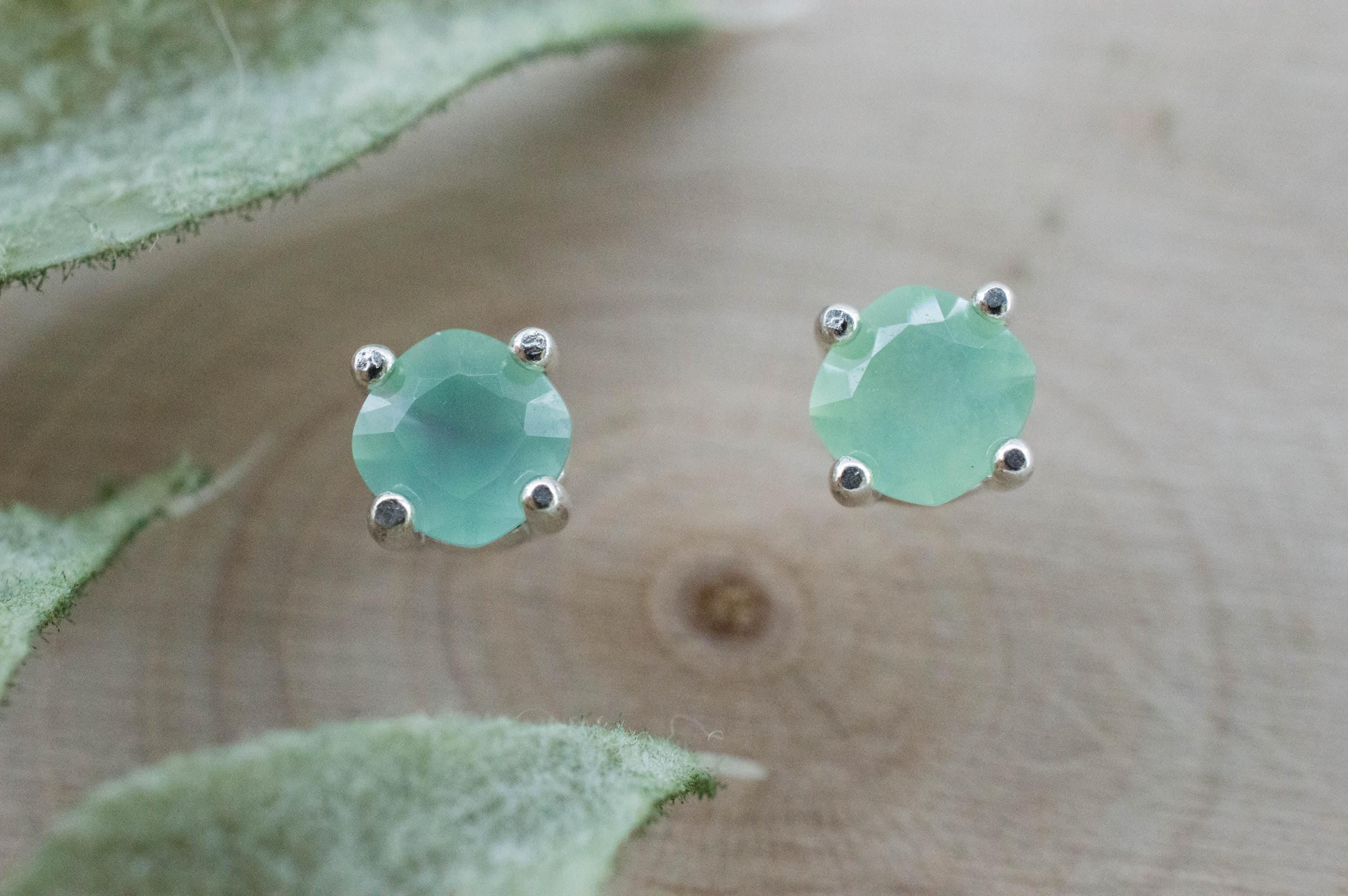 Chrysoprase Earrings, Natural Untreated Australian Chrysoprase; 0.630cts - Mark Oliver Gems
