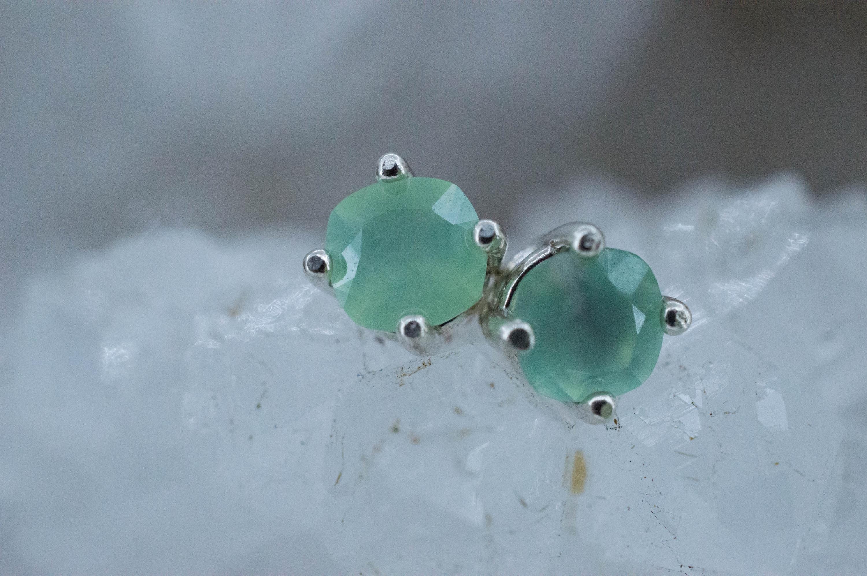 Chrysoprase Earrings, Natural Untreated Australian Chrysoprase; 0.630cts - Mark Oliver Gems