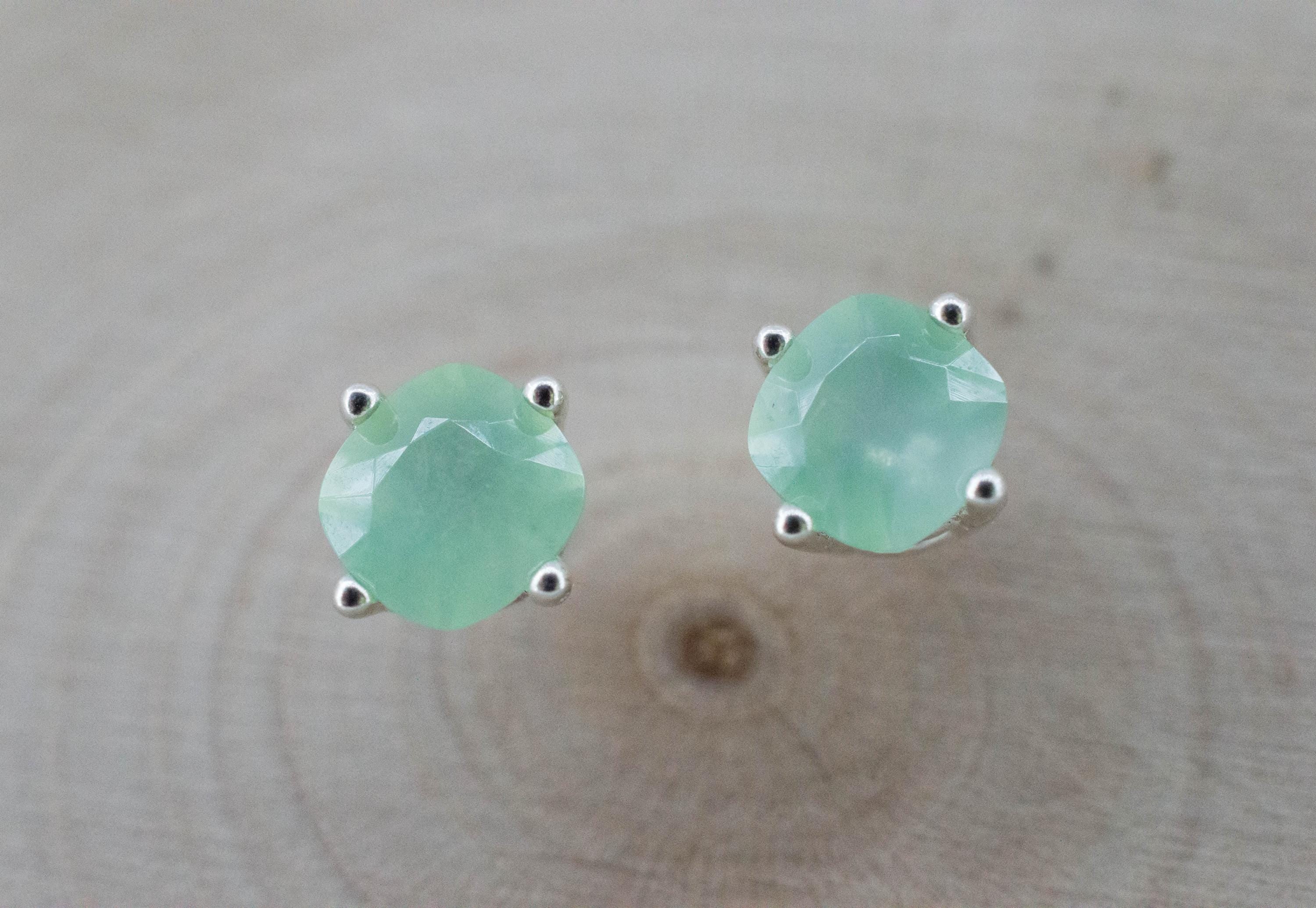Chrysoprase Earrings, Natural Untreated Australian Chrysoprase; 1.095cts - Mark Oliver Gems