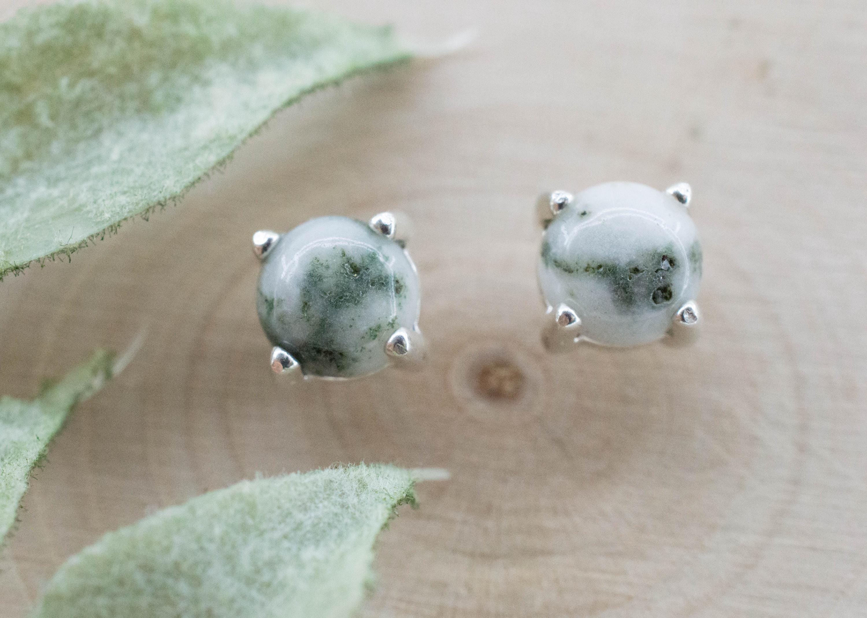 Tree Agate Earrings, Natural Untreated Brazil Dendritic Agate; 1.425cts