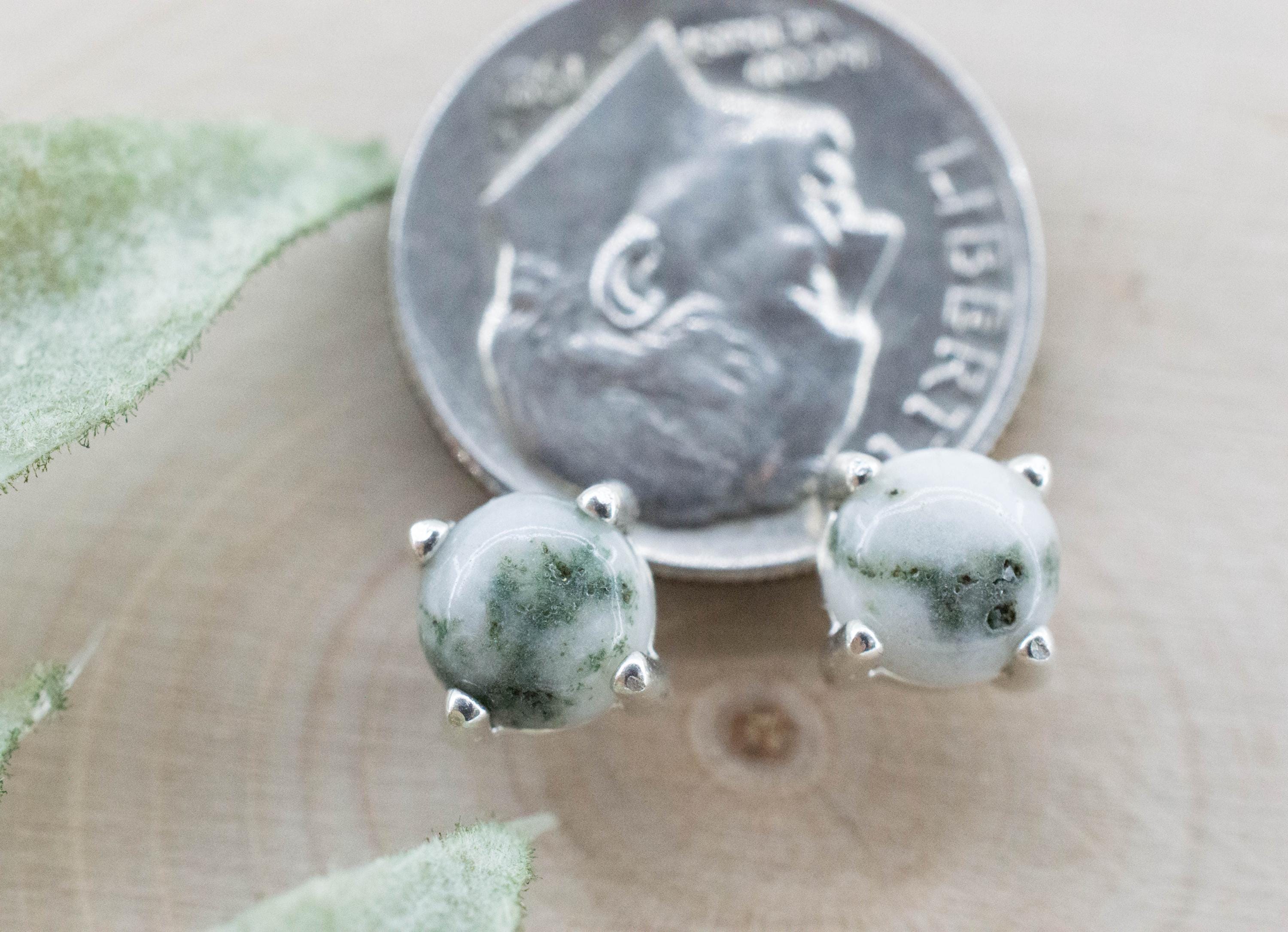 Tree Agate Earrings, Natural Untreated Brazil Dendritic Agate; 1.425cts