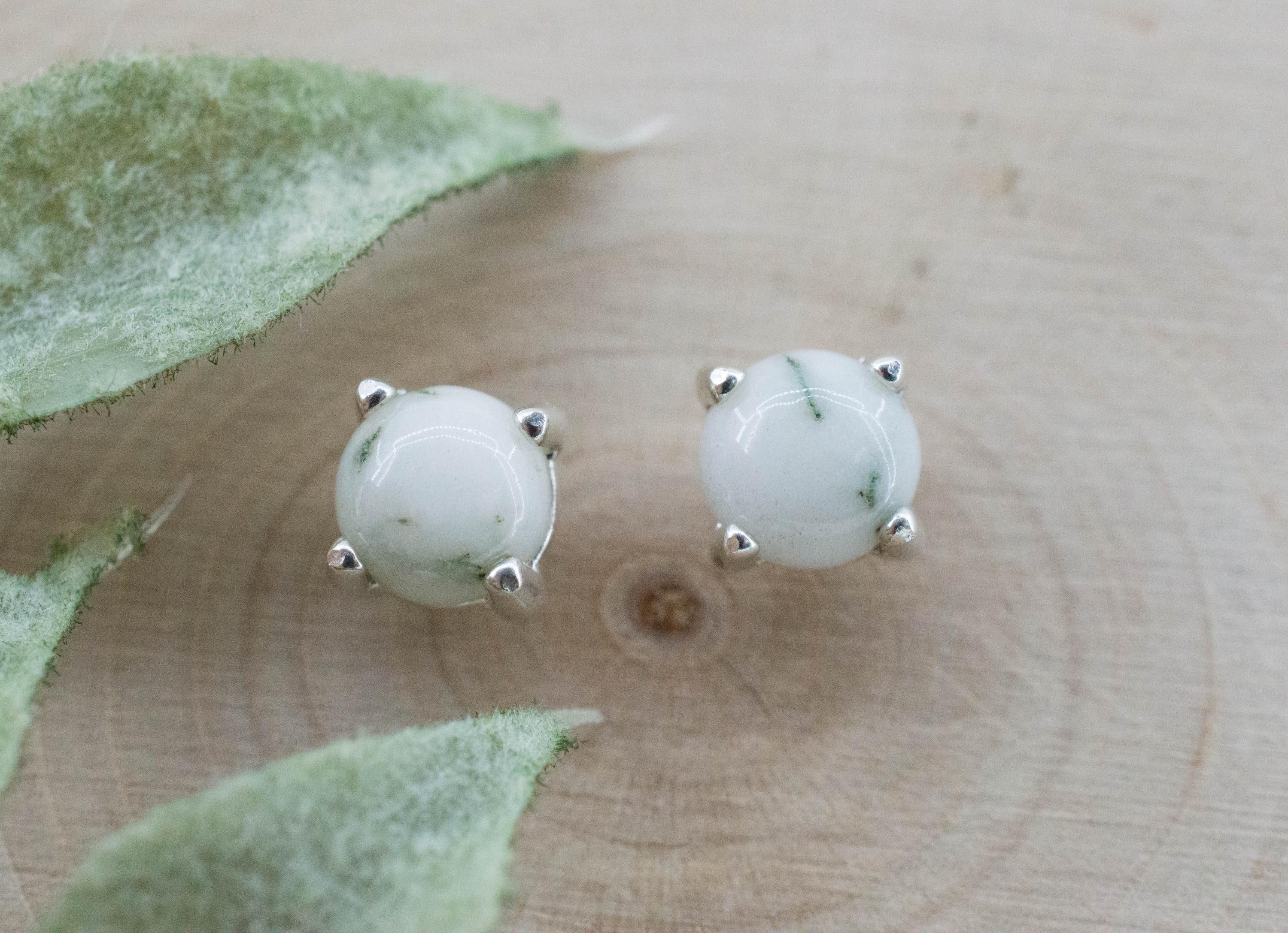 Tree Agate Earrings, Natural Untreated Brazil Dendritic Agate; 1.550cts