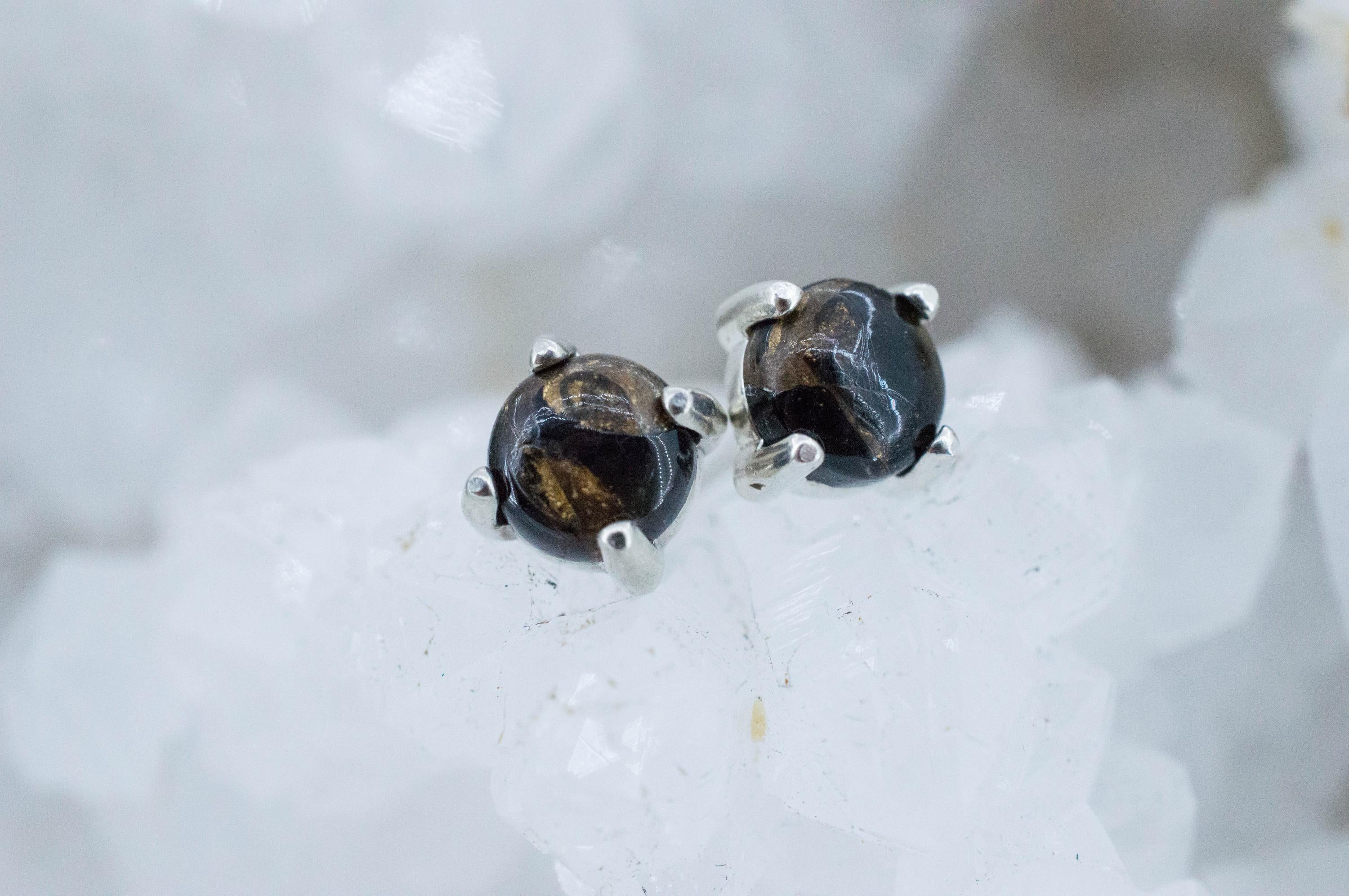 Copper Obsidian Earrings; Natural USA Obsidian; 1.425cts