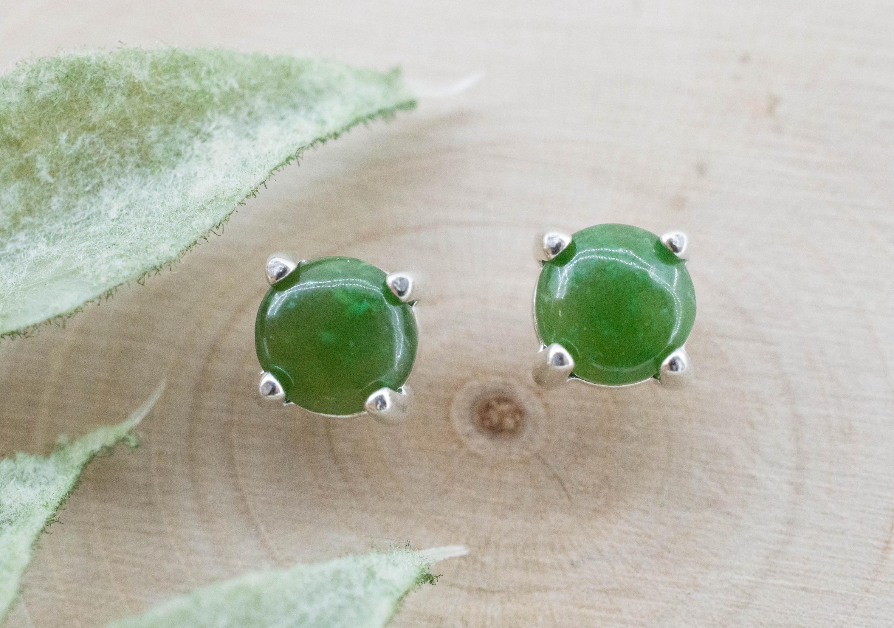 Jade Earrings; Natural Untreated Wyoming Nephrite Jade; 1.565cts