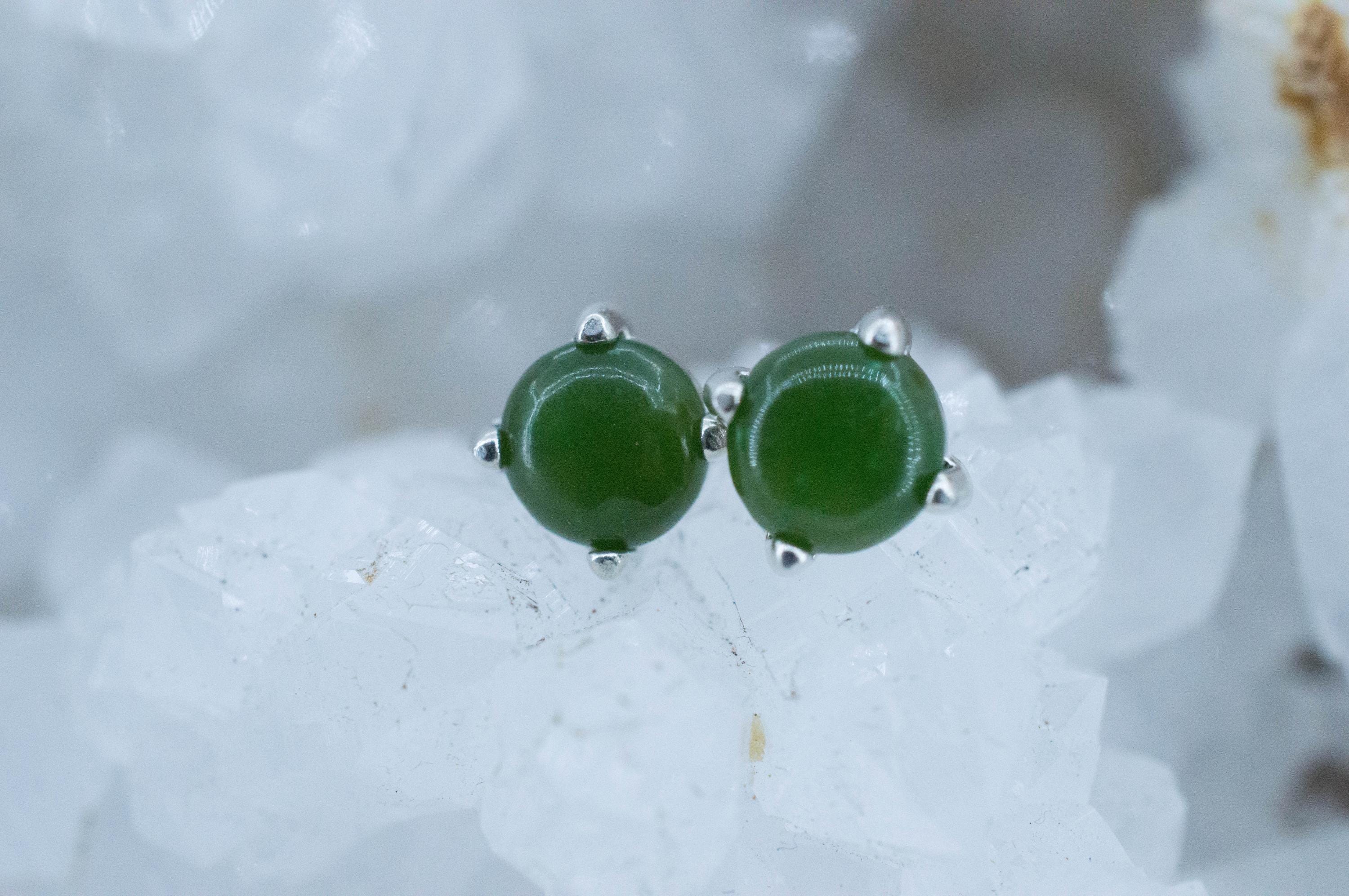 Jade Earrings; Natural Untreated Wyoming Nephrite Jade; 1.945cts
