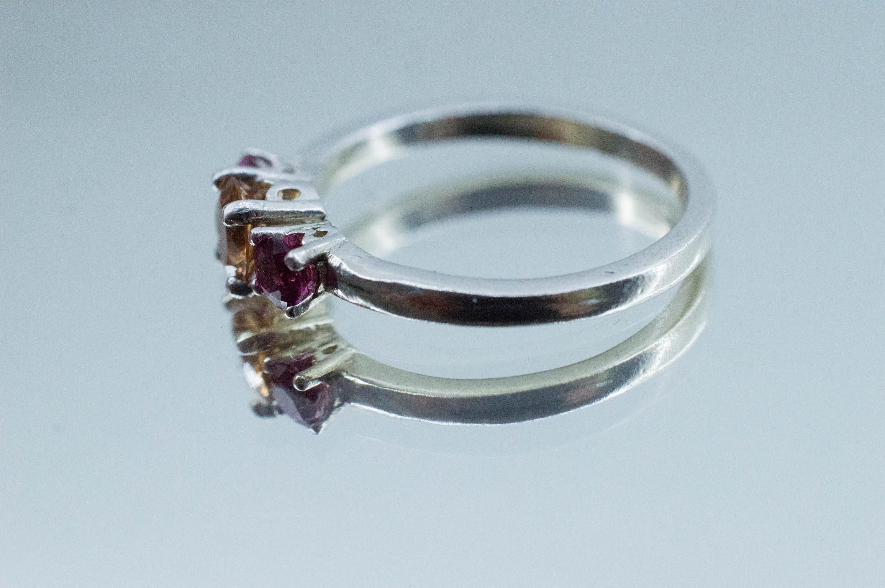 Hessonite Garnet and Pink Tourmaline Ring; Natural Untreated Canada Garnet and Brazil Tourmaline - Mark Oliver Gems