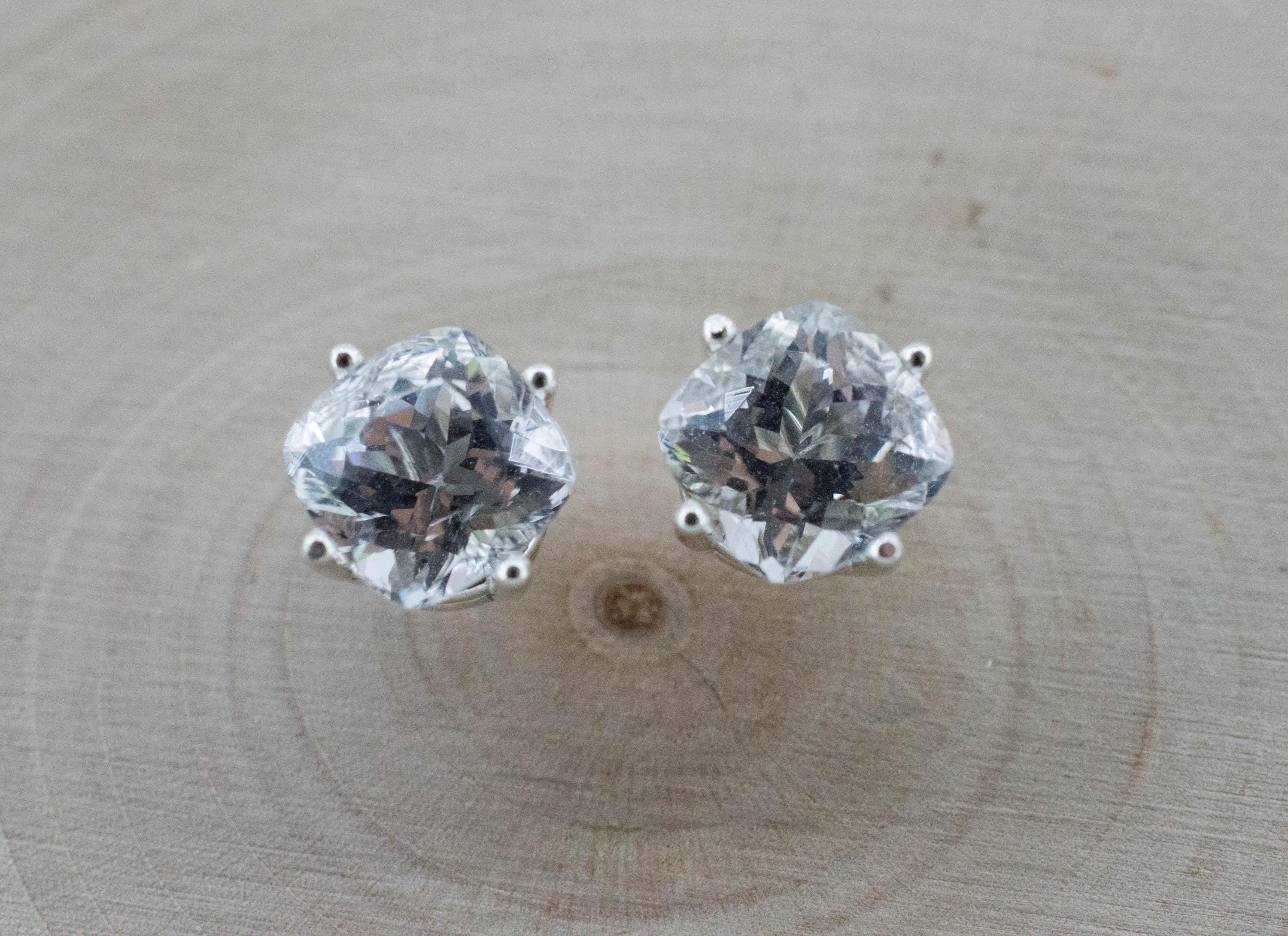 Topaz Earrings; Natural Untreated Brazil Topaz; 3.880cts