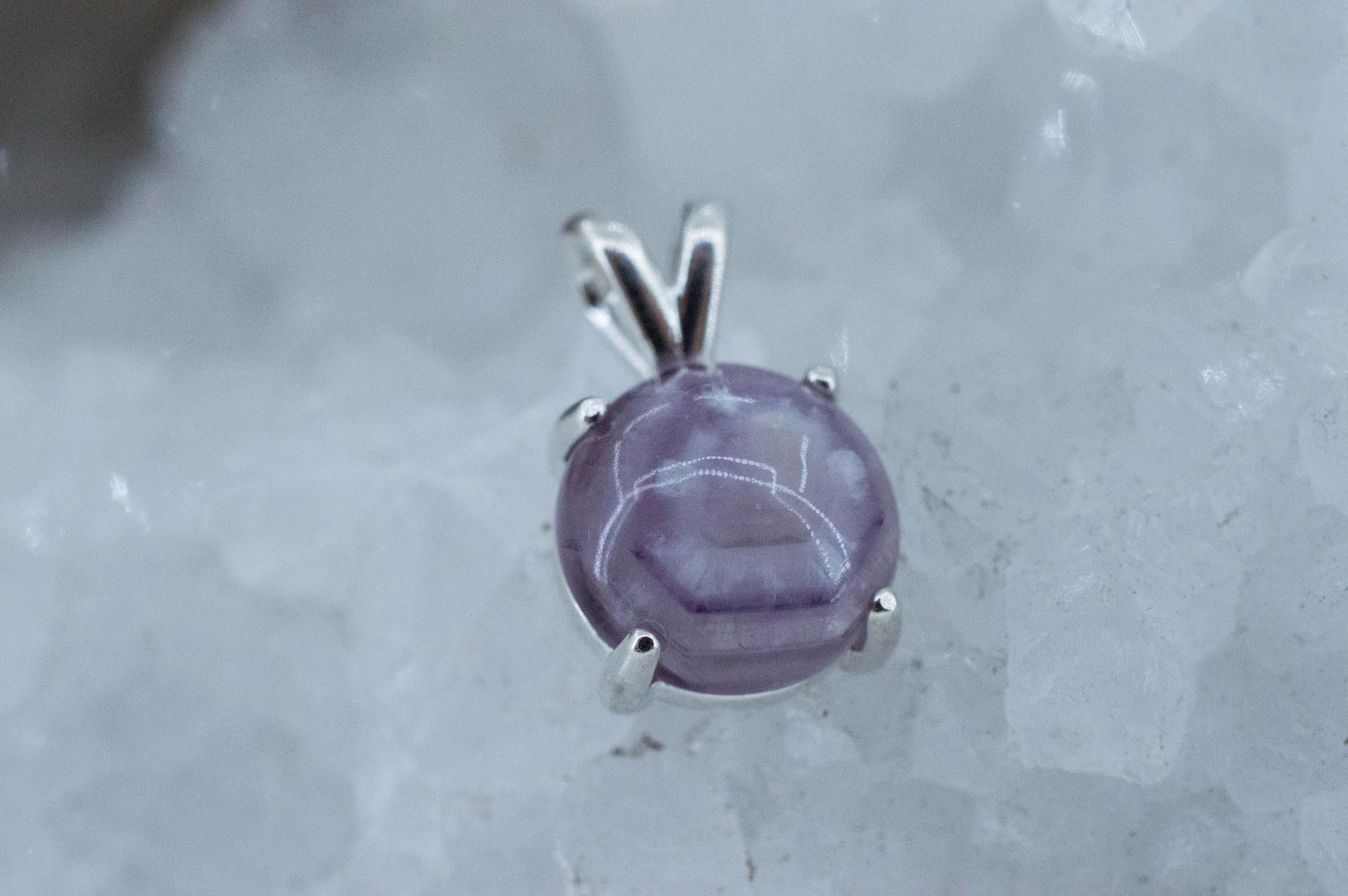 Chevron Amethyst Pendant, Natural Untreated Brazil Amethyst; 4.695cts