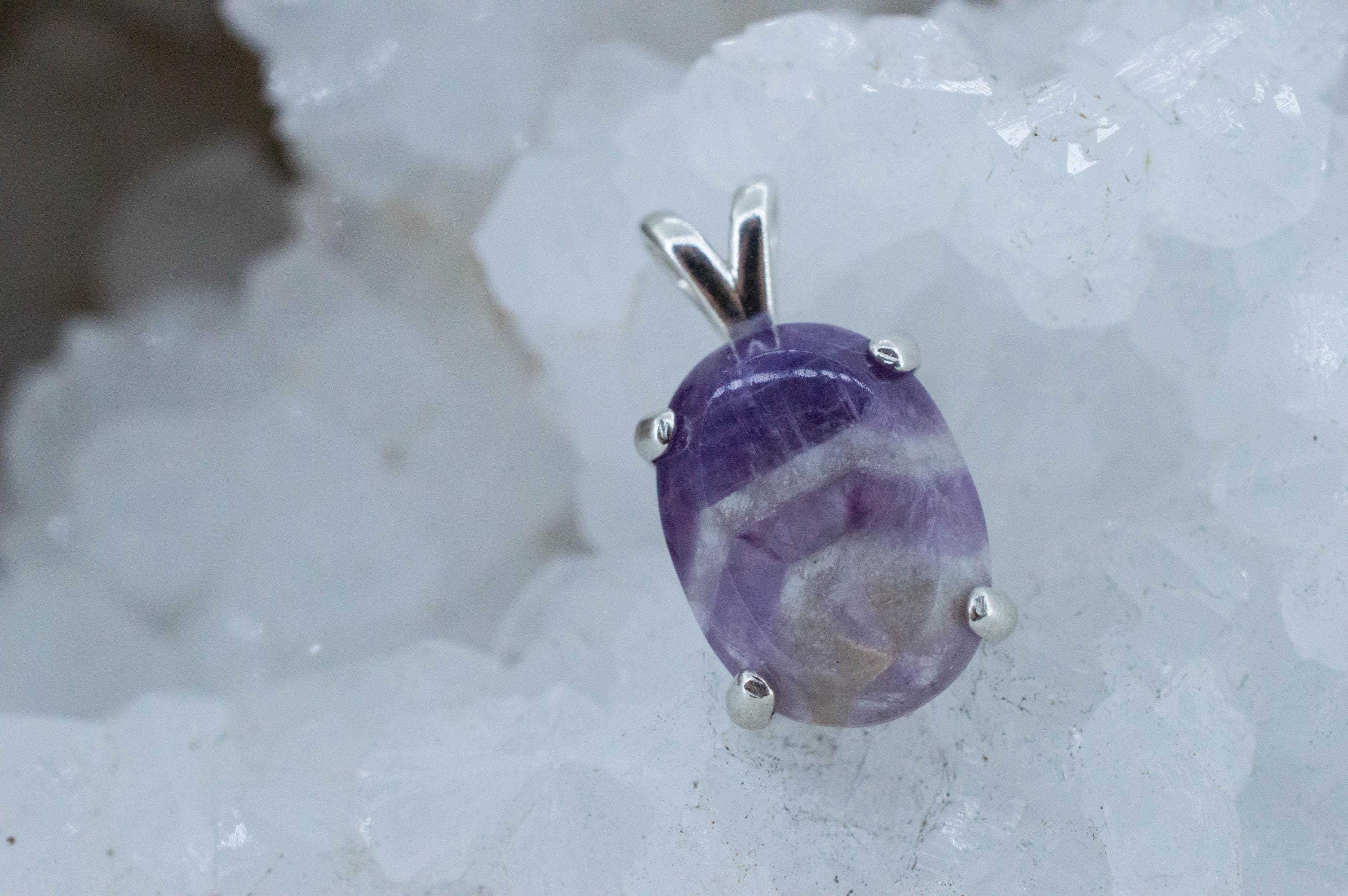 Chevron Amethyst Pendant, Natural Untreated Brazil Amethyst; 7.230cts