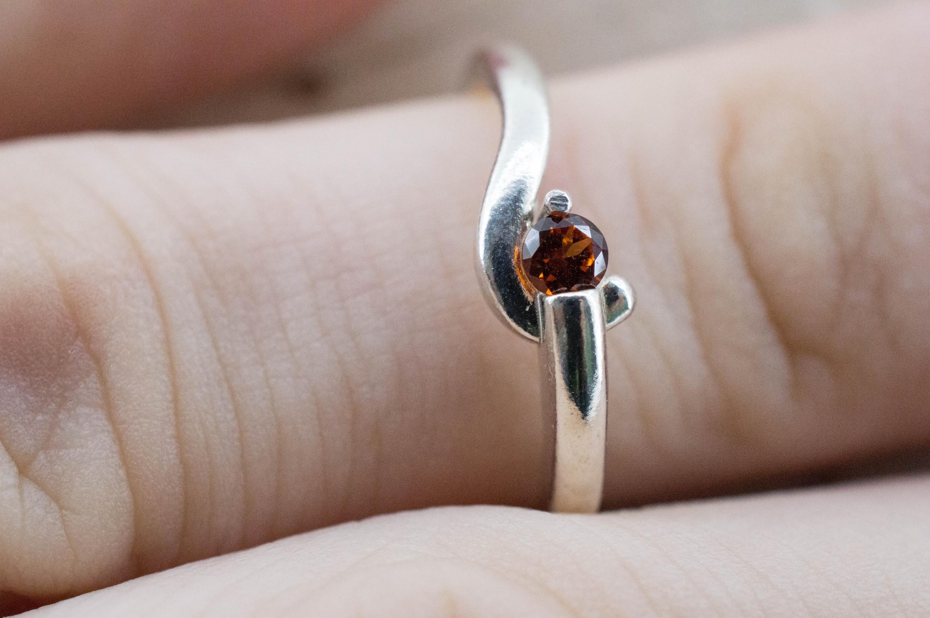Spessartite Garnet Ring; Natural Untreated Tanzania Lindi Garnet; 0.130cts