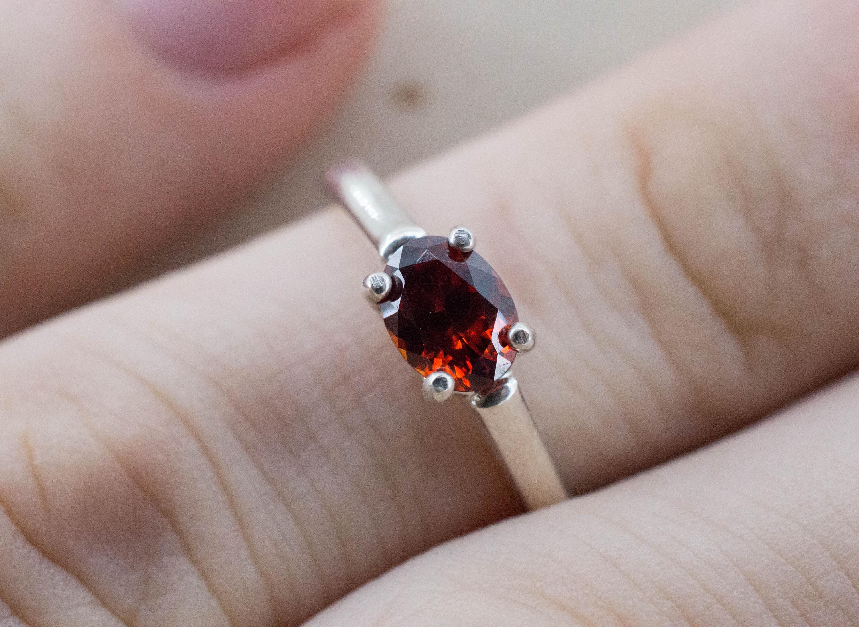 Spessartite Garnet Ring; Natural Untreated Tanzania Lindi Garnet; 1.015cts