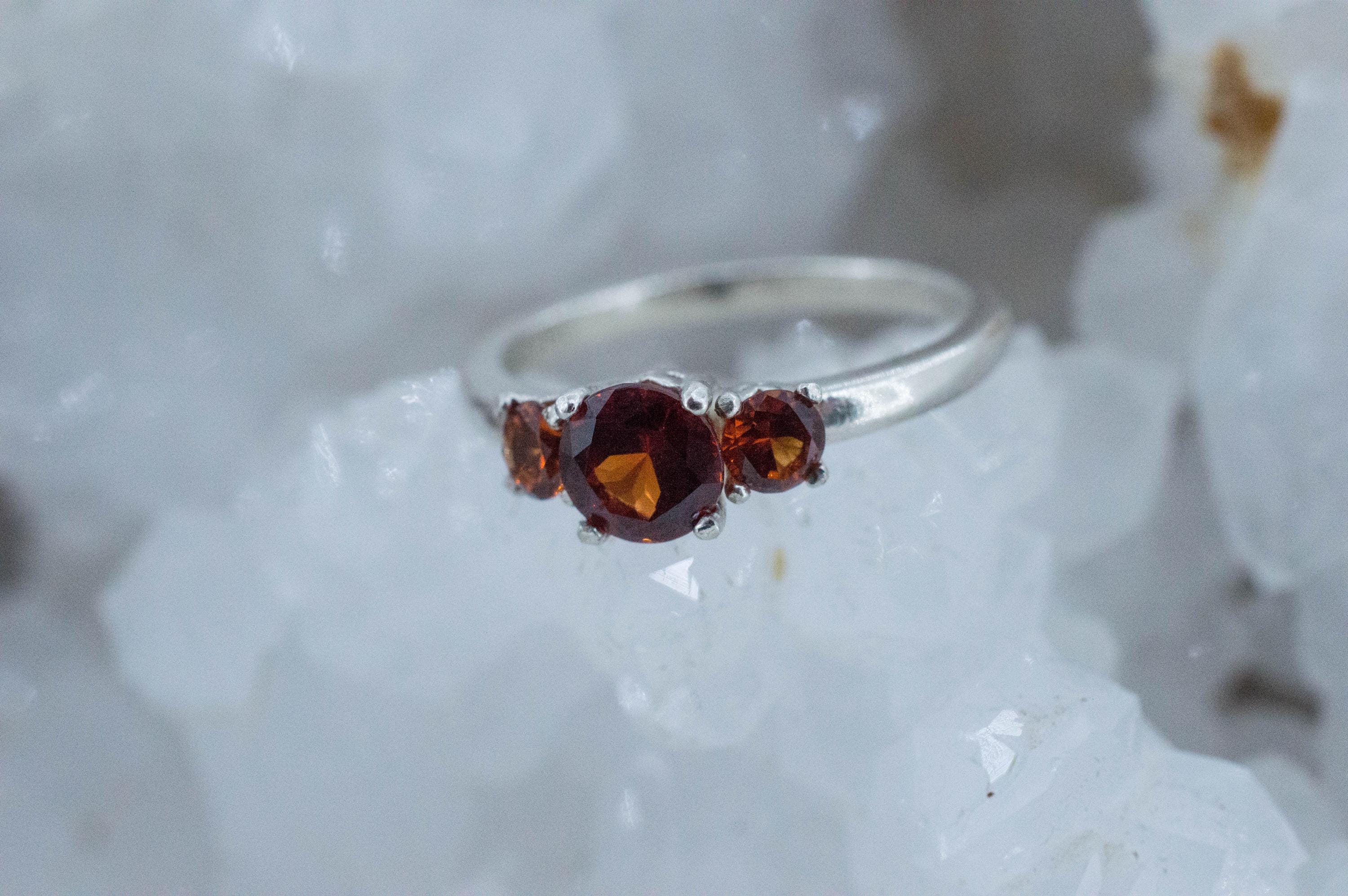 Spessartite Garnet Ring; Natural Untreated Tanzania Lindi Garnet; 1.340cts