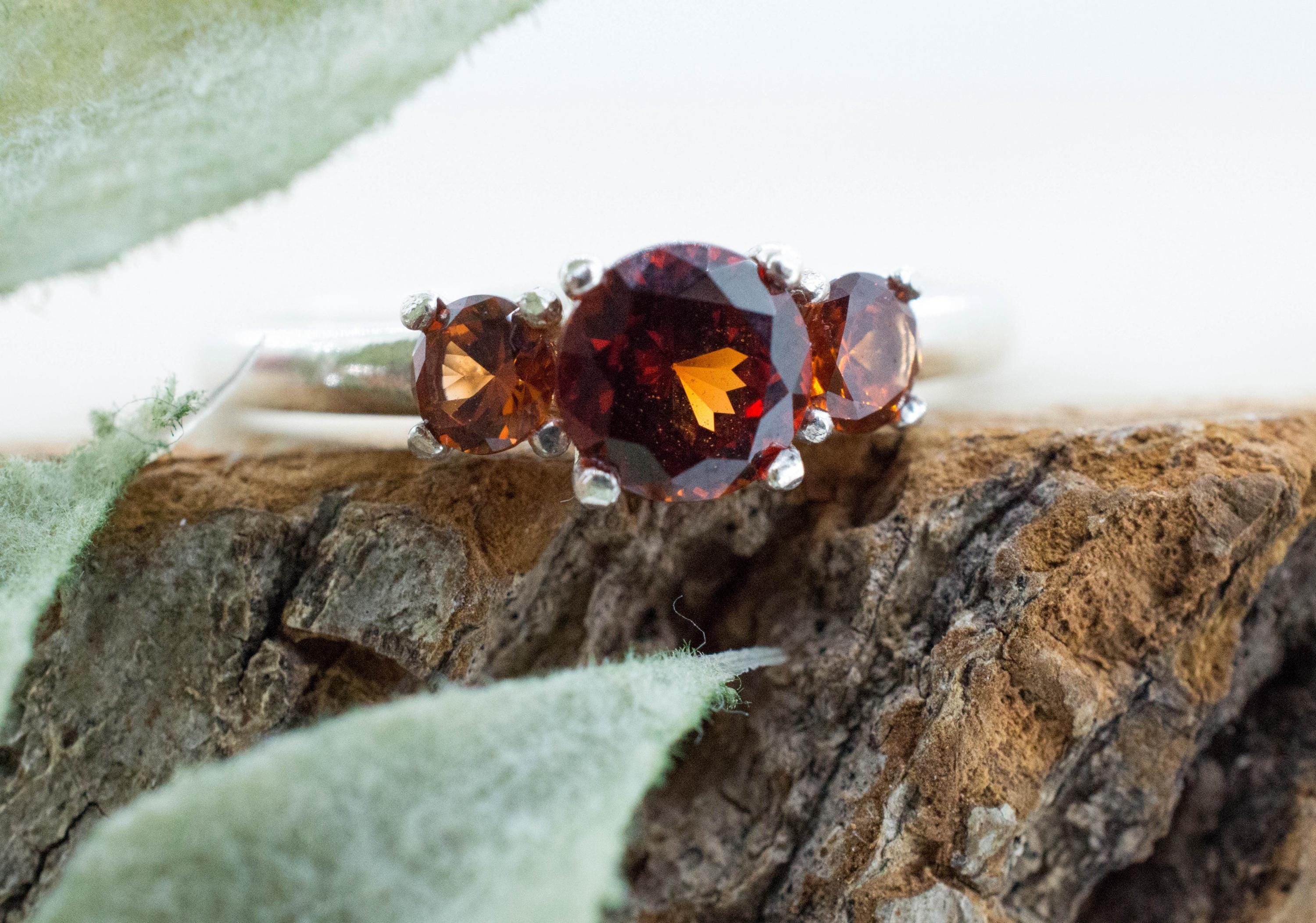 Spessartite Garnet Ring; Natural Untreated Tanzania Lindi Garnet; 1.340cts