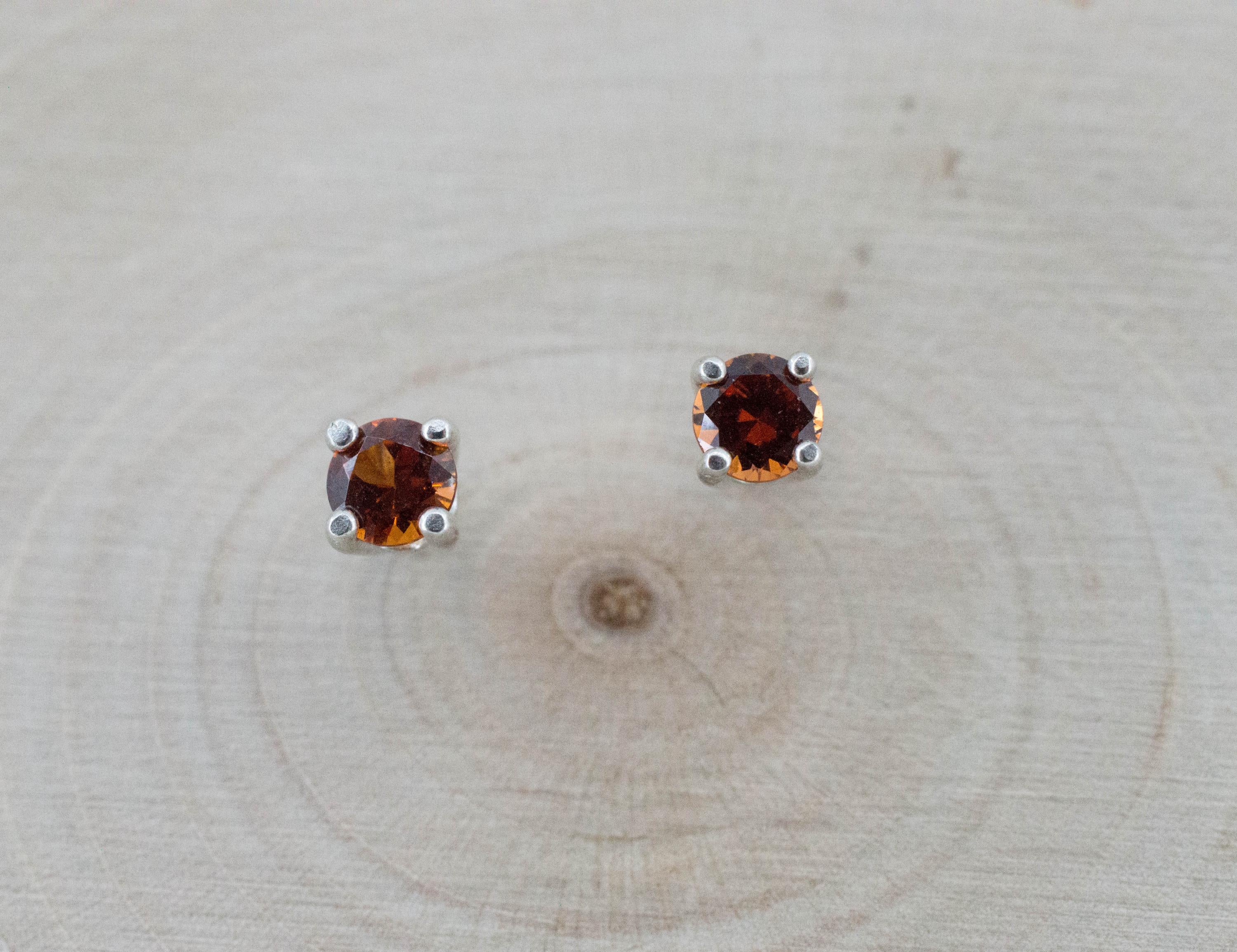 Spessartite Garnet Earrings; Natural Untreated Tanzania Lindi Garnet; 0.425cts - Mark Oliver Gems
