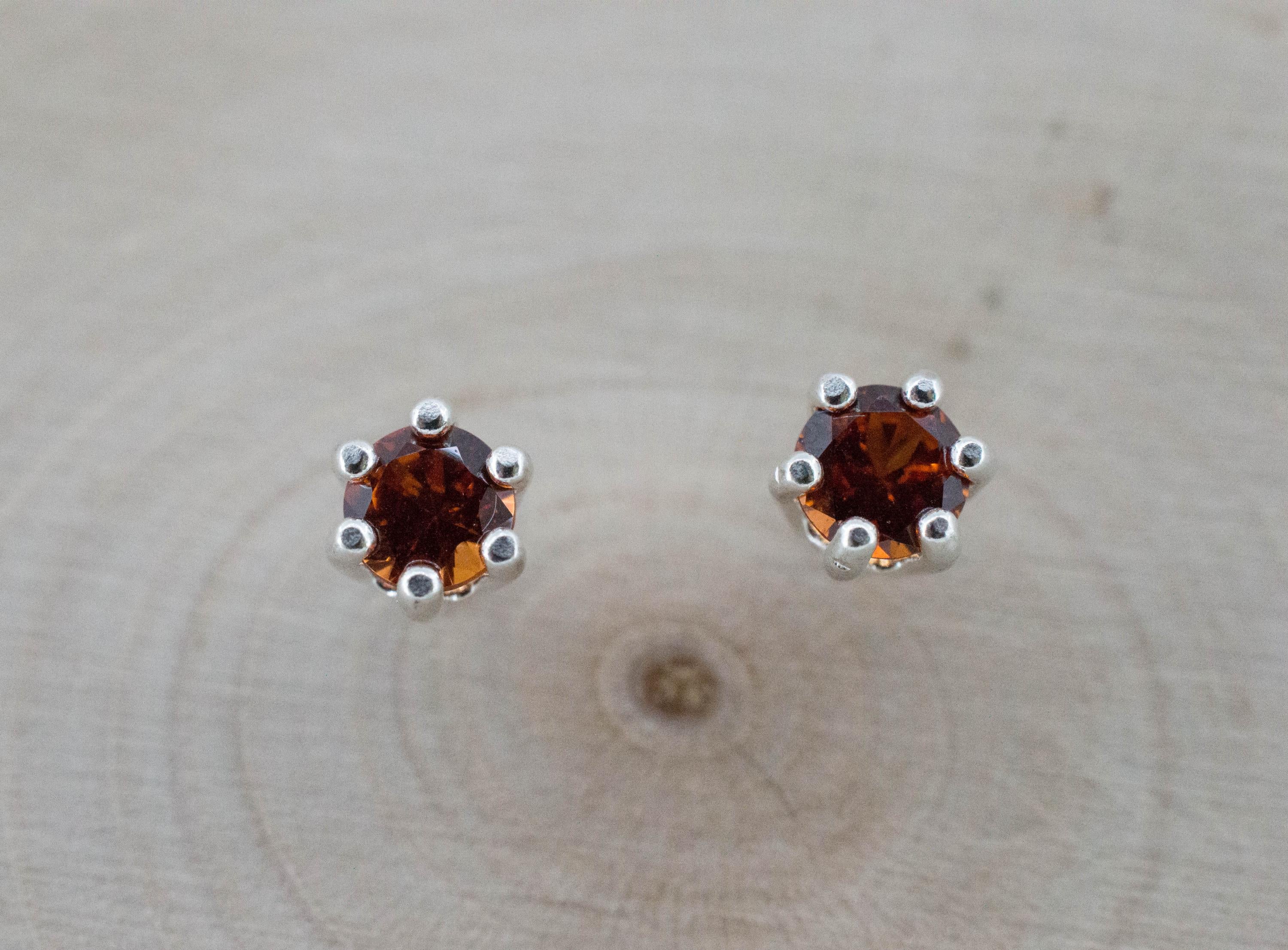 Spessartite Garnet Earrings; Natural Untreated Tanzania Lindi Garnet; 0.575cts - Mark Oliver Gems