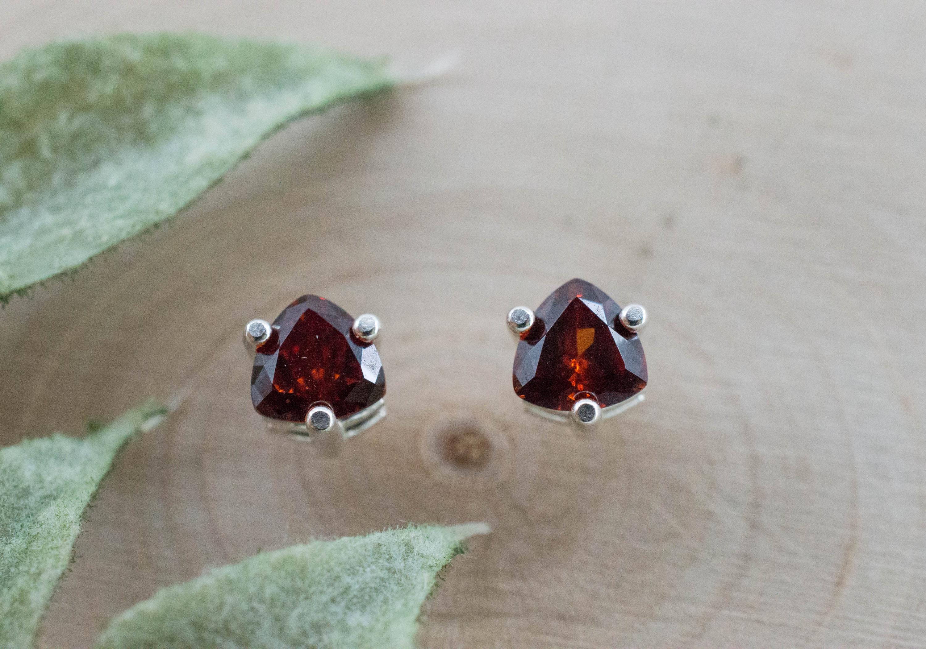 Spessartite Garnet Earrings; Natural Untreated Tanzania Lindi Garnet; 1.125cts