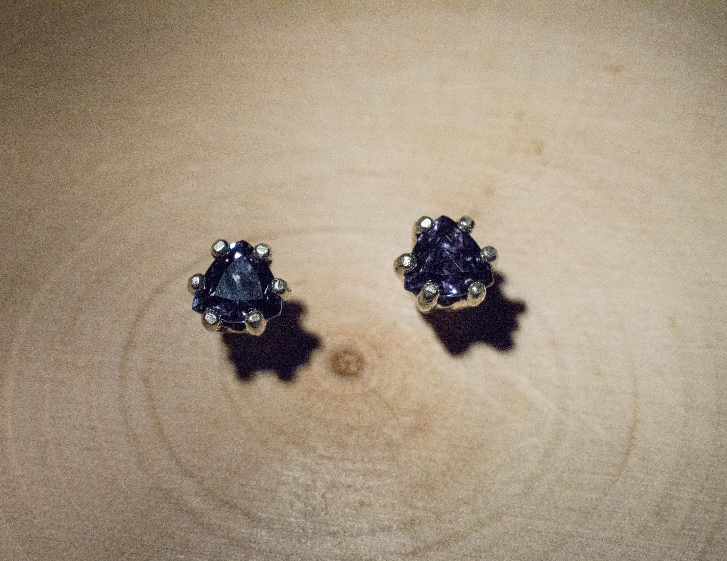 Blue Garnet Earrings; Natural Untreated Madagascar Color Change Garnet; 0.710cts - Mark Oliver Gems