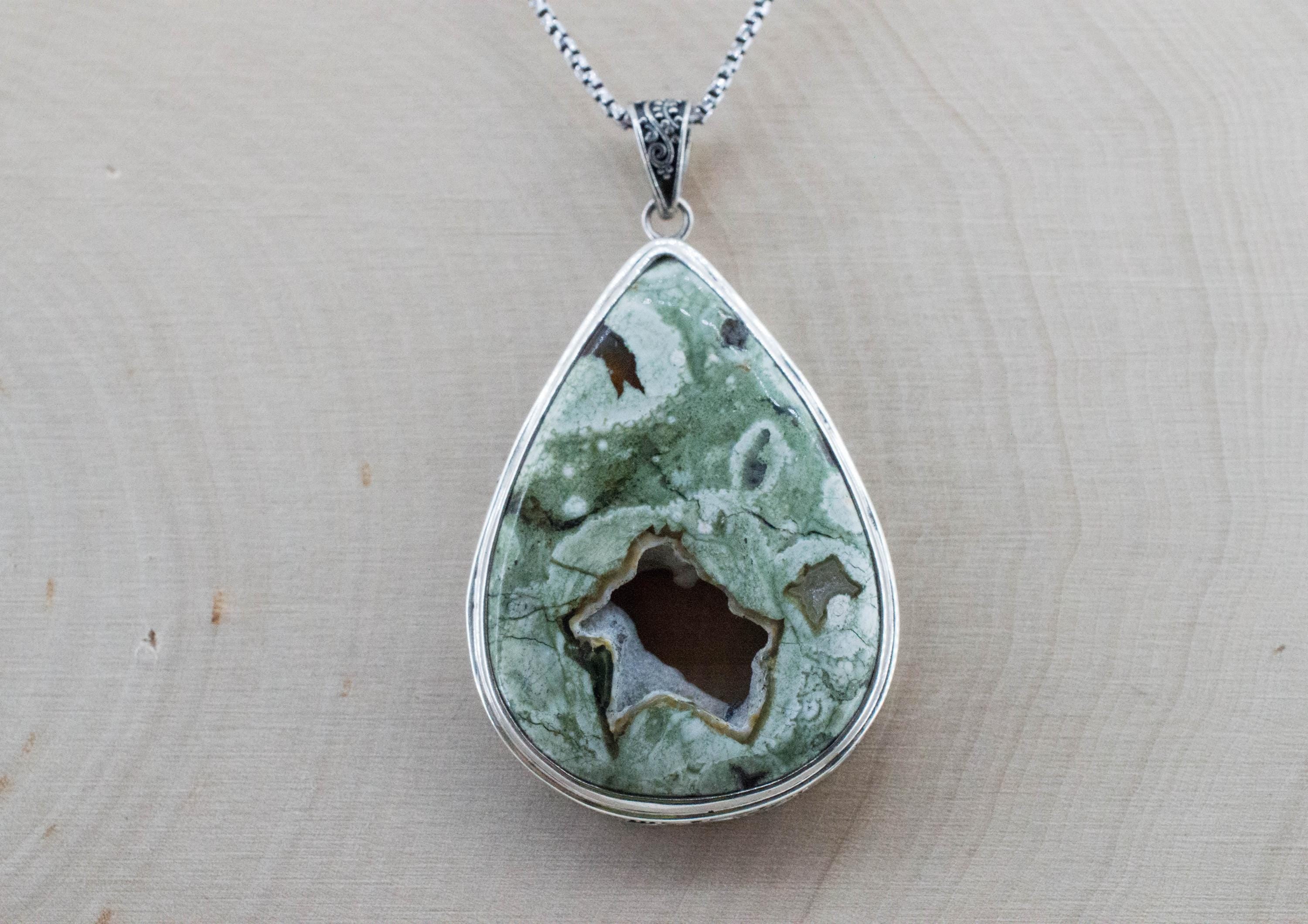 Rainforest Jasper Pendant; Natural Untreated Australian Jasper