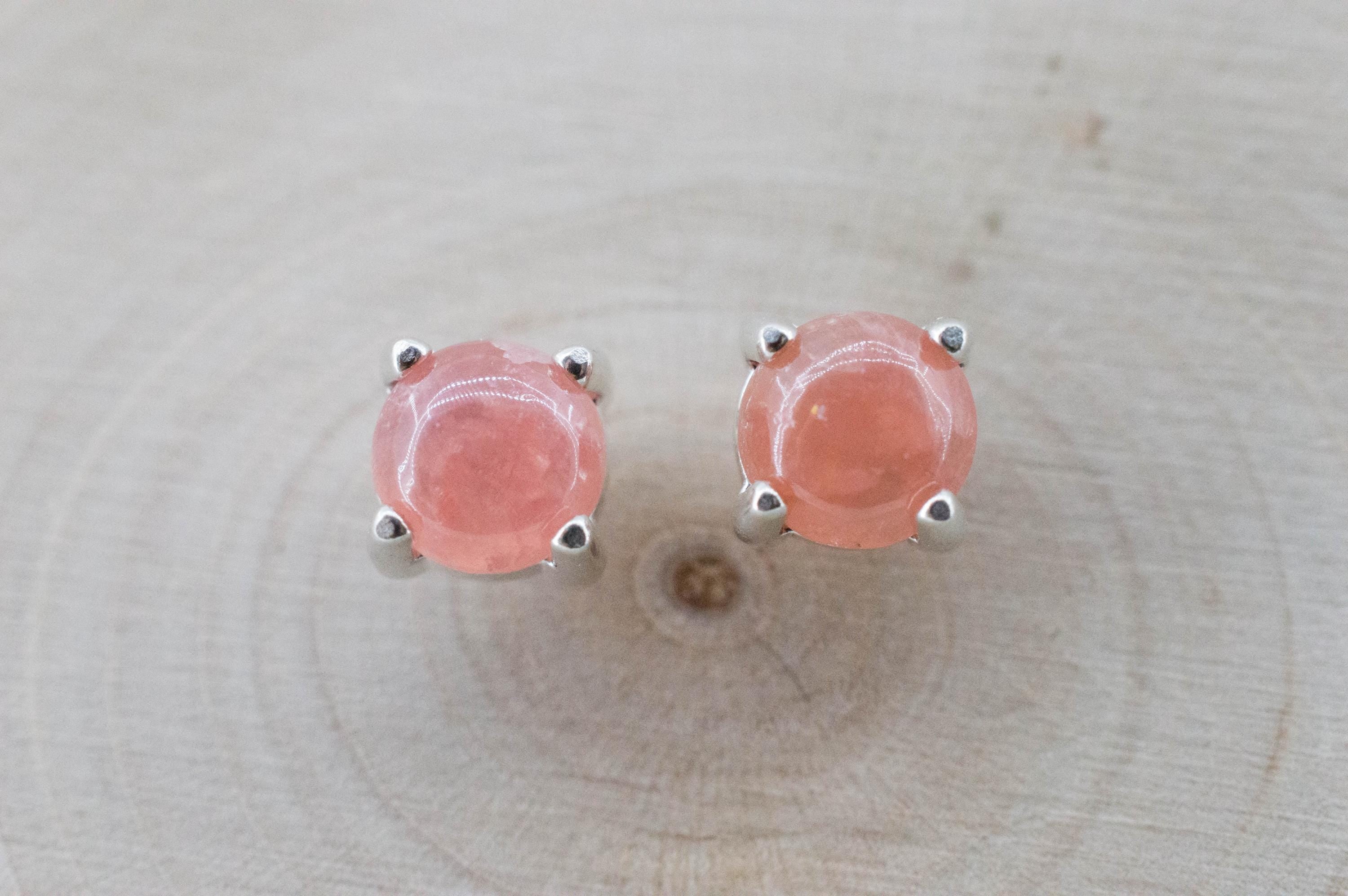 Rhodochrosite Earrings; Natural Untreated Argentina Rhodochrosite; 2.140cts - Mark Oliver Gems