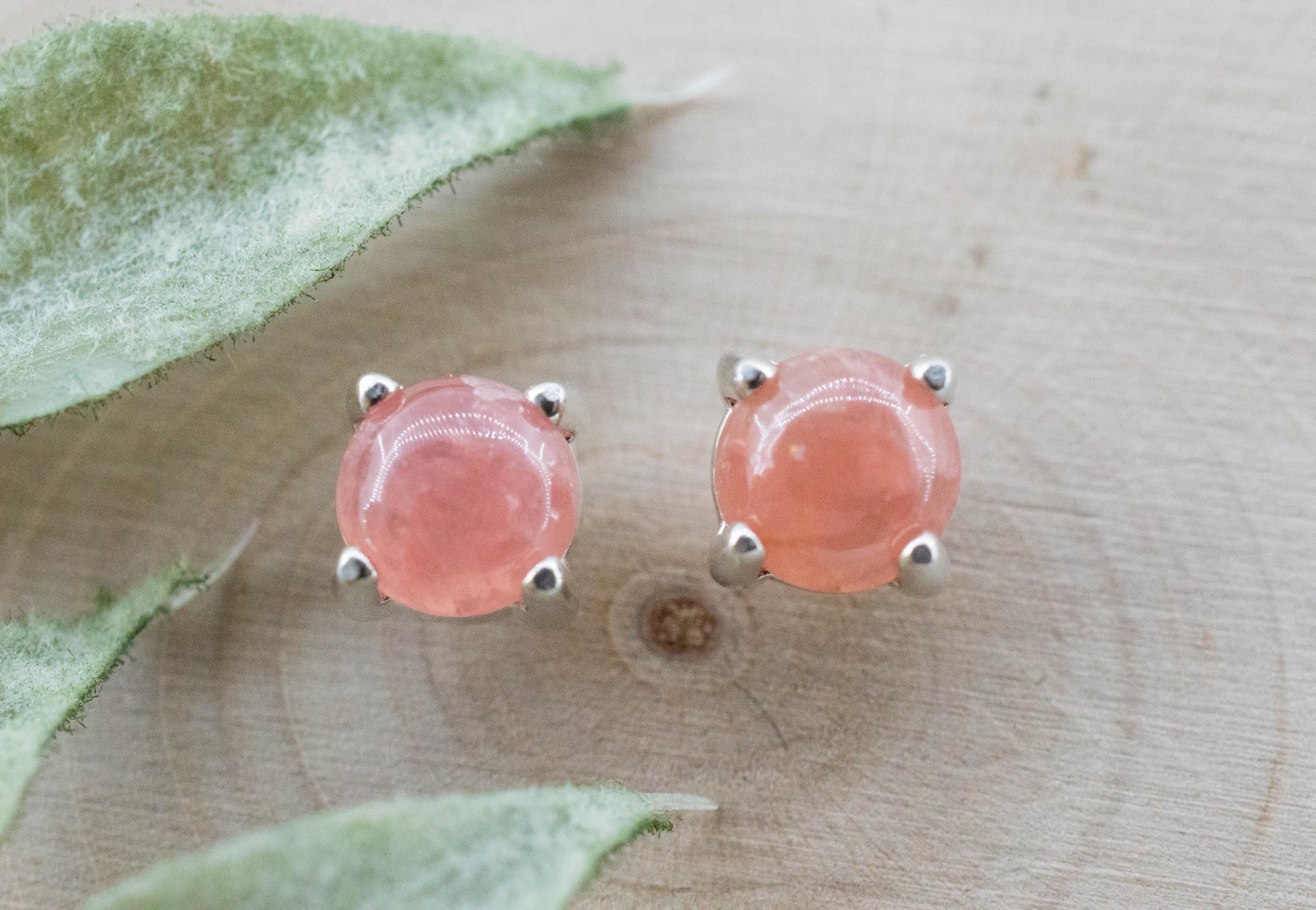 Rhodochrosite Earrings; Natural Untreated Argentina Rhodochrosite; 2.140cts