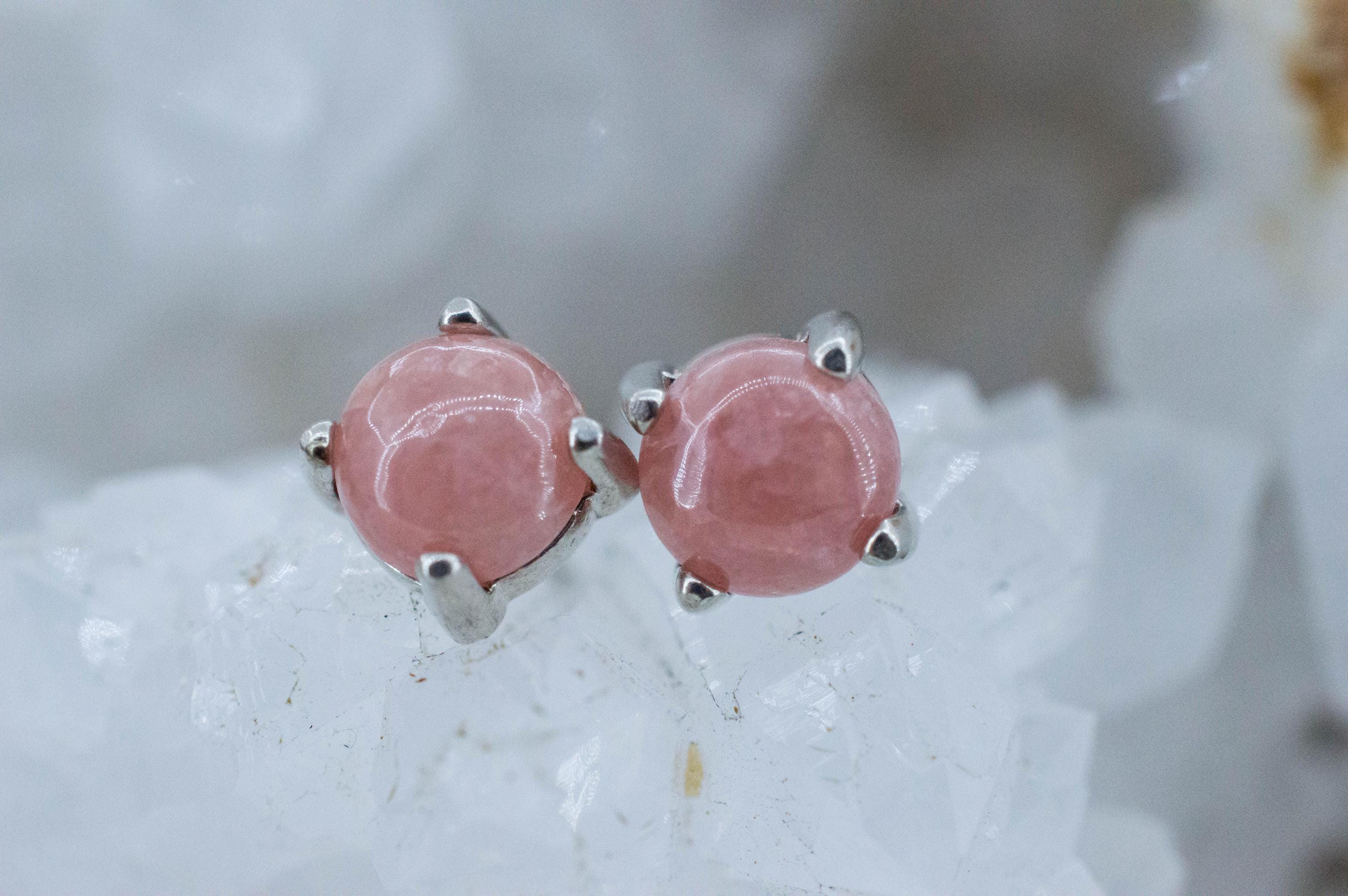 Rhodochrosite Earrings; Natural Untreated Argentina Rhodochrosite; 2.320cts