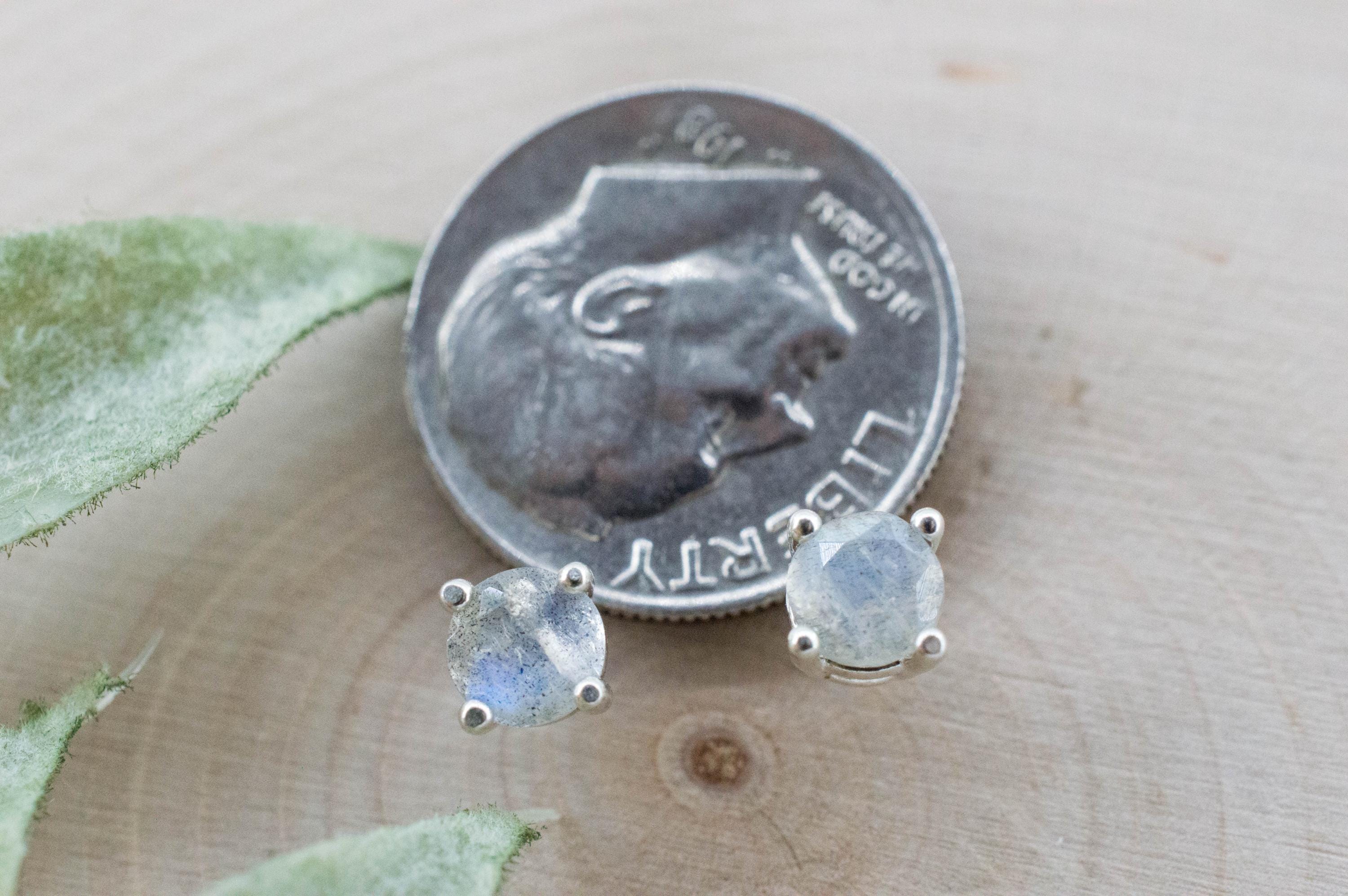 Labradorite Earrings; Natural Untreated Madagascar Labradorite; 0.675cts