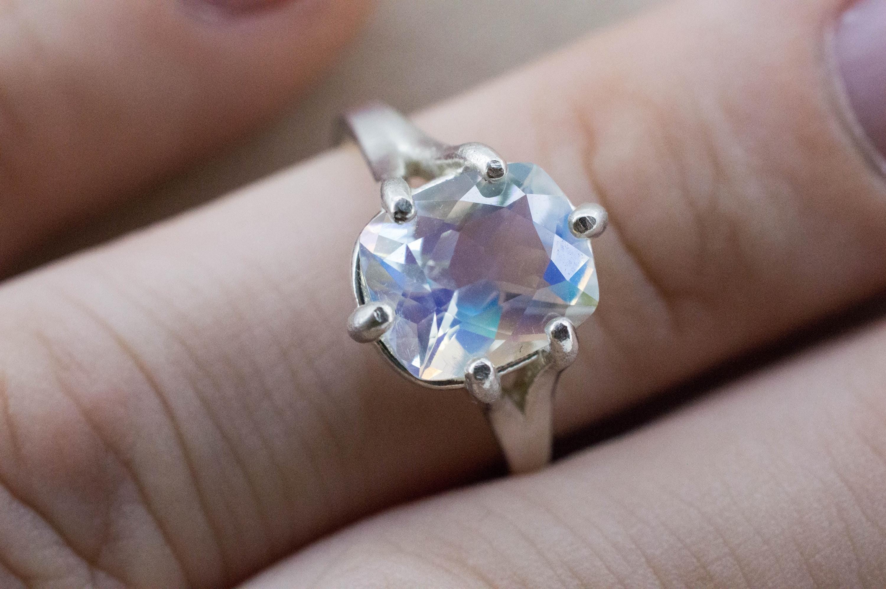 Rainbow Moonstone Ring, Natural Untreated Madagascar Moonstone; 2.790cts