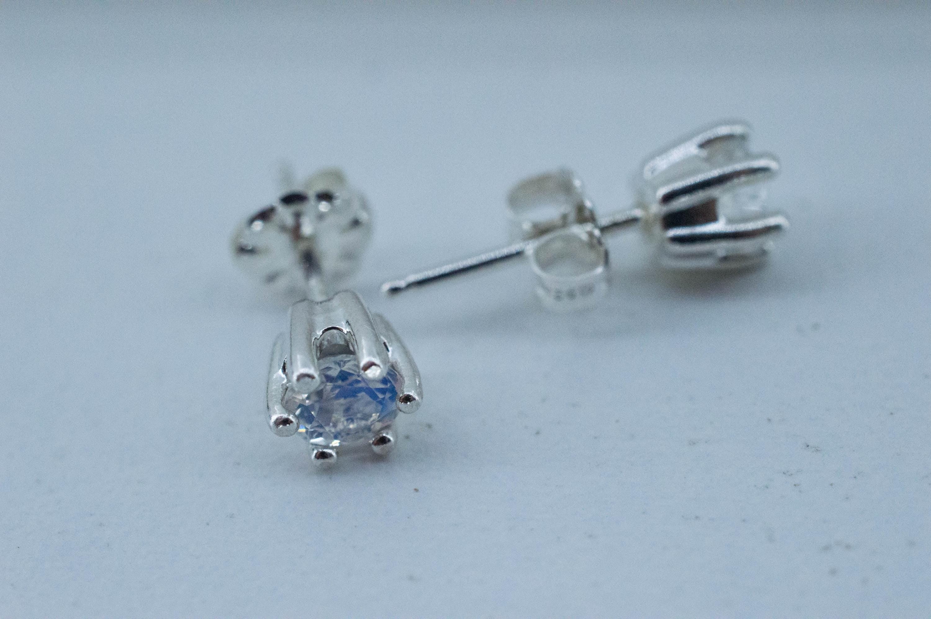 Rainbow Moonstone Earrings, Natural Untreated Madagascar Moonstone; 0.650cts