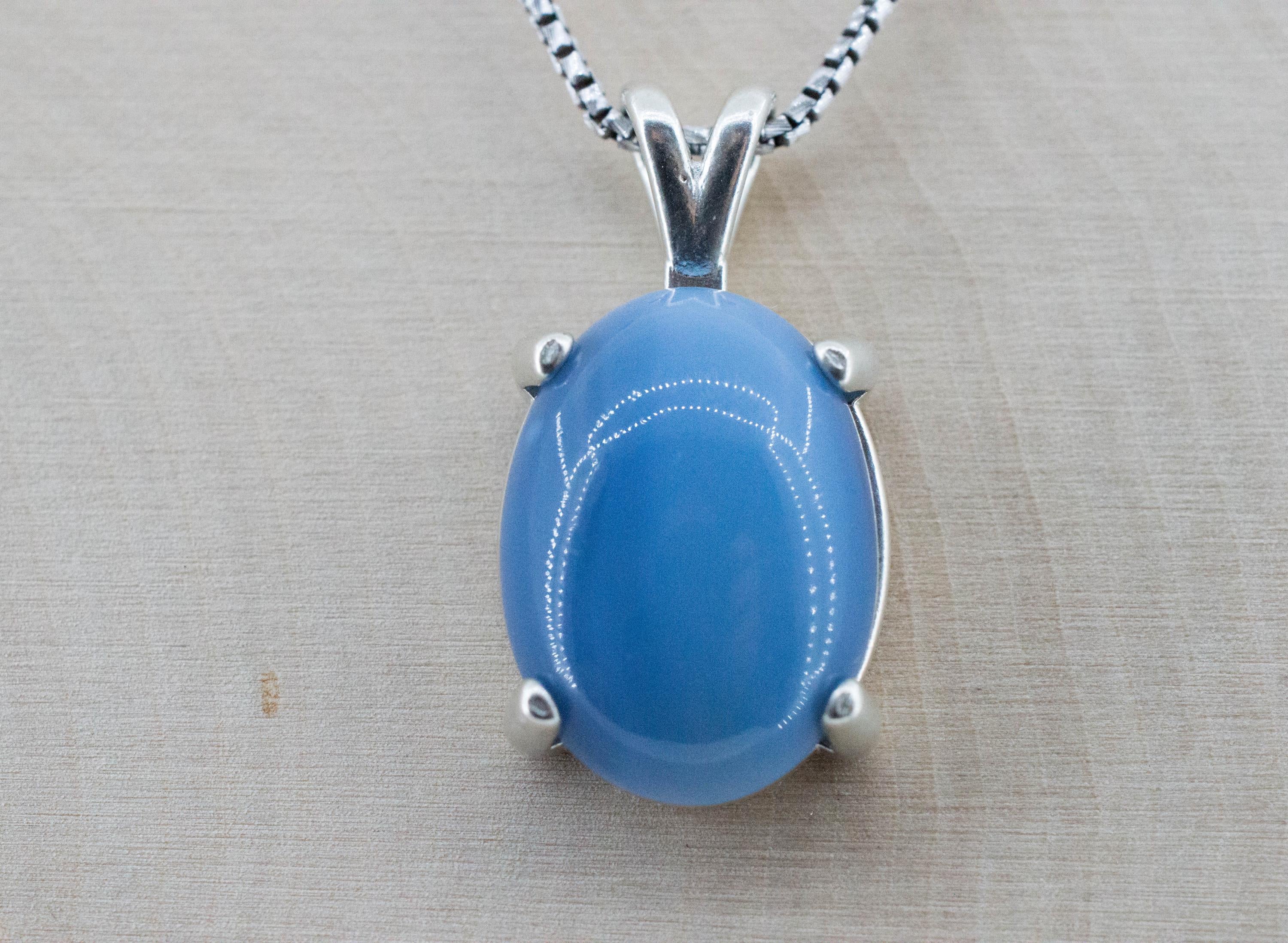 Blue Opal Pendant; Natural Untreated Oregon Owyhee Opal; 10.155cts