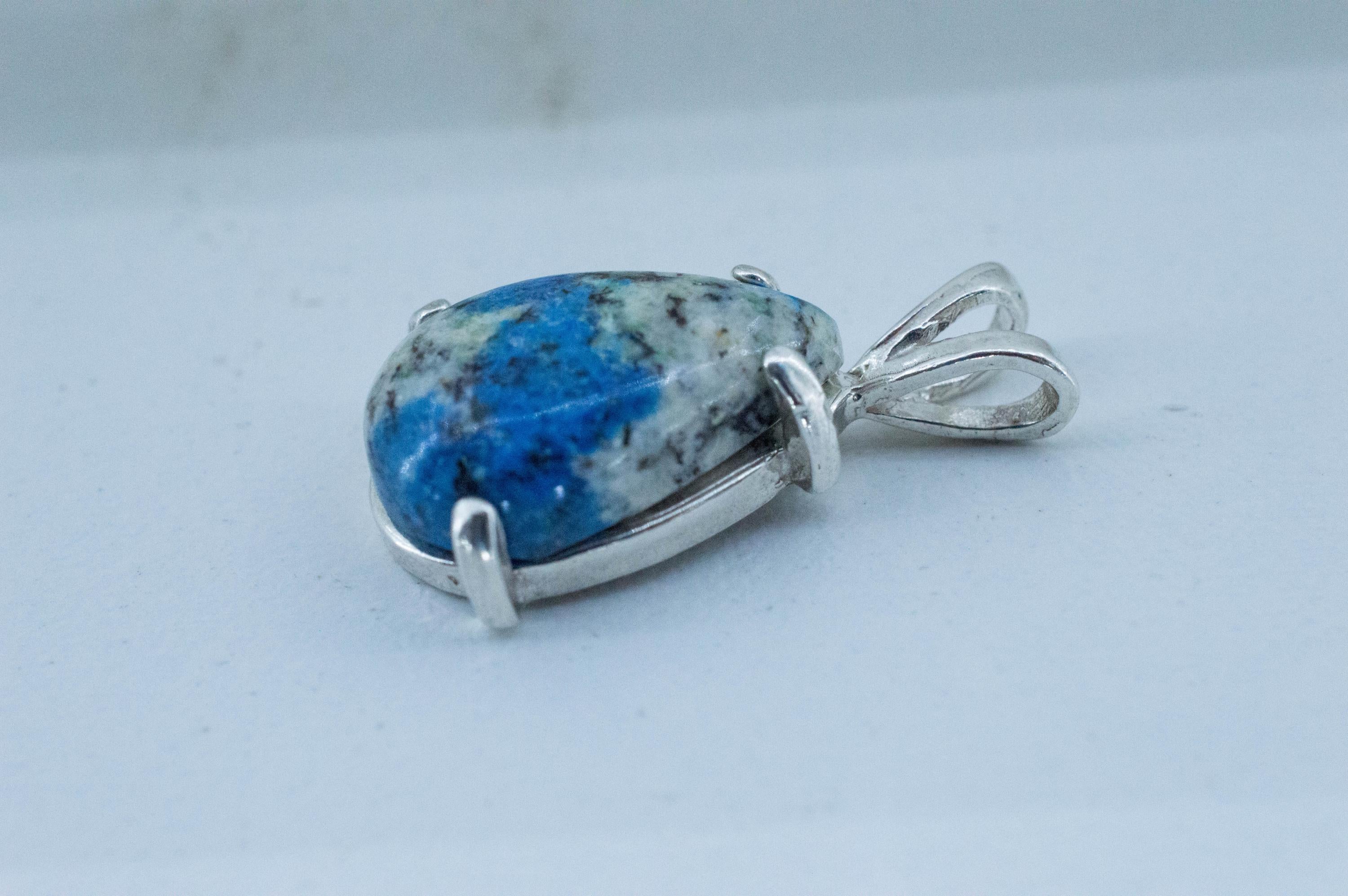 K2 Stone Pendant; Natural Untreated K2 Granite and Azurite; 7.860cts