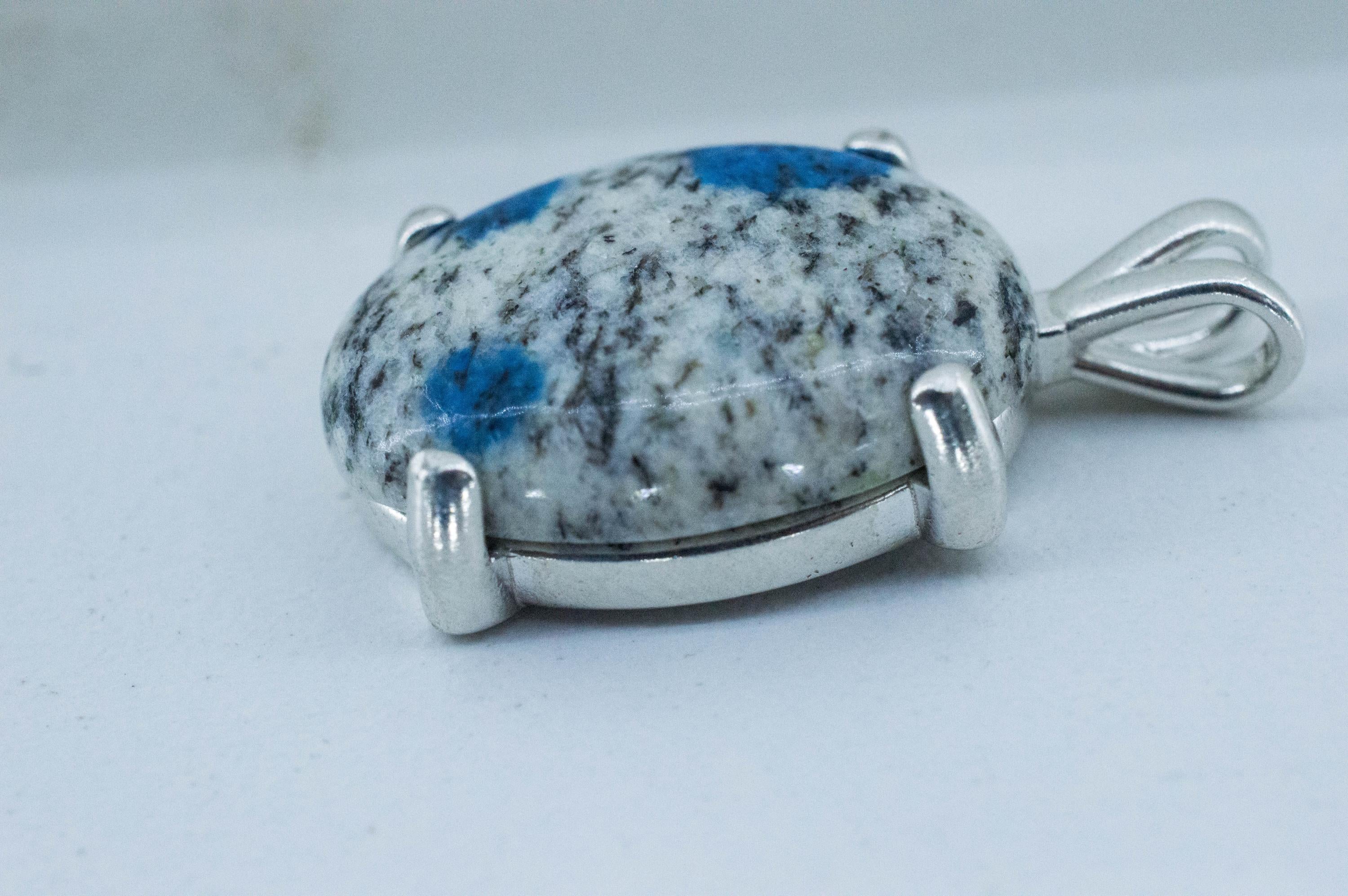 K2 Stone Pendant; Natural Untreated K2 Granite and Azurite; 17.650cts